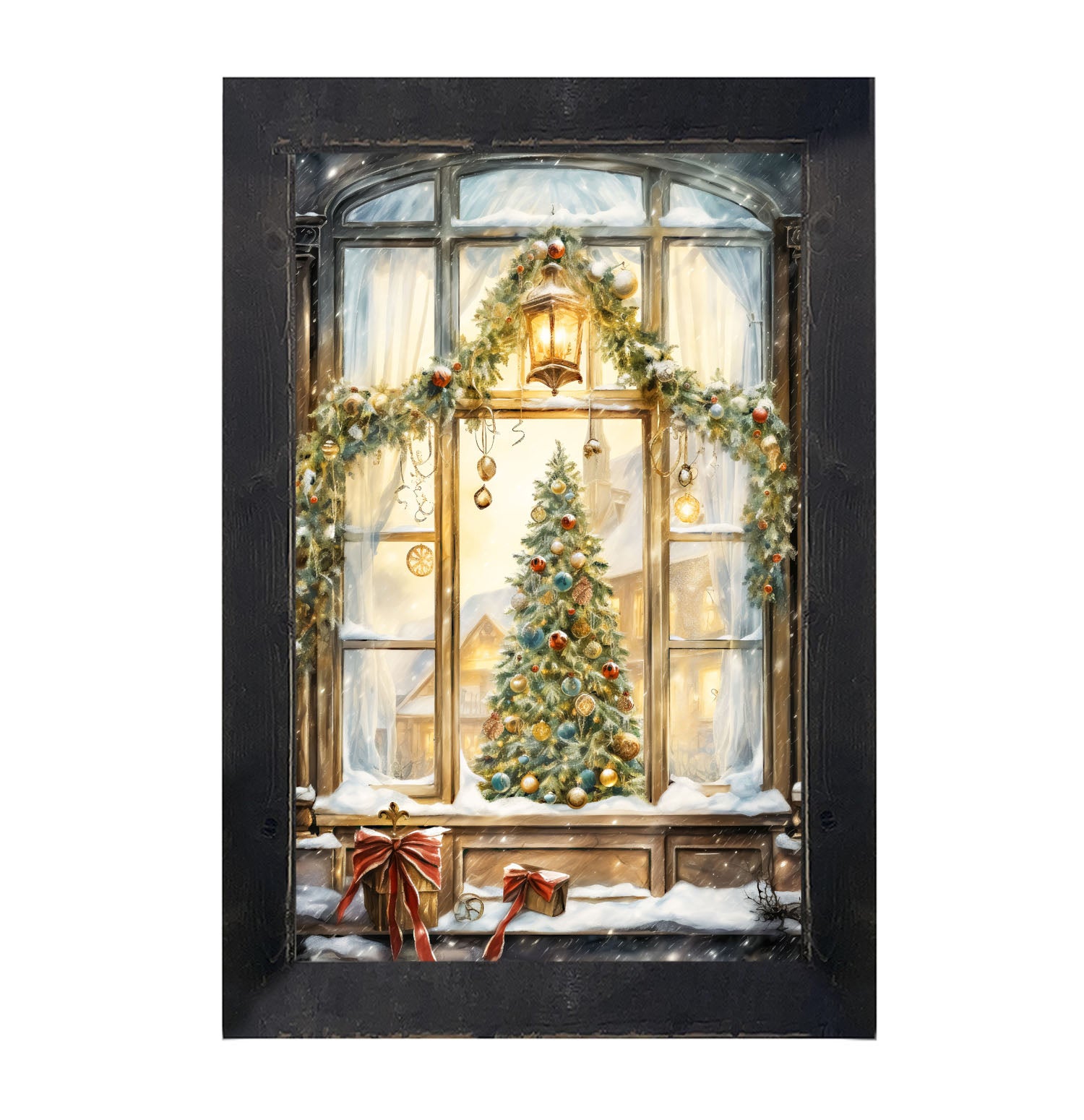 Christmas tree in the window - Framed art