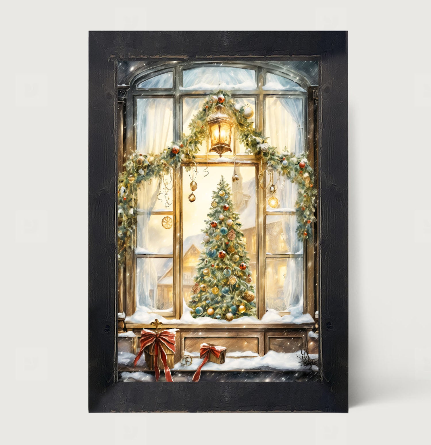 Christmas tree in the window - Framed art