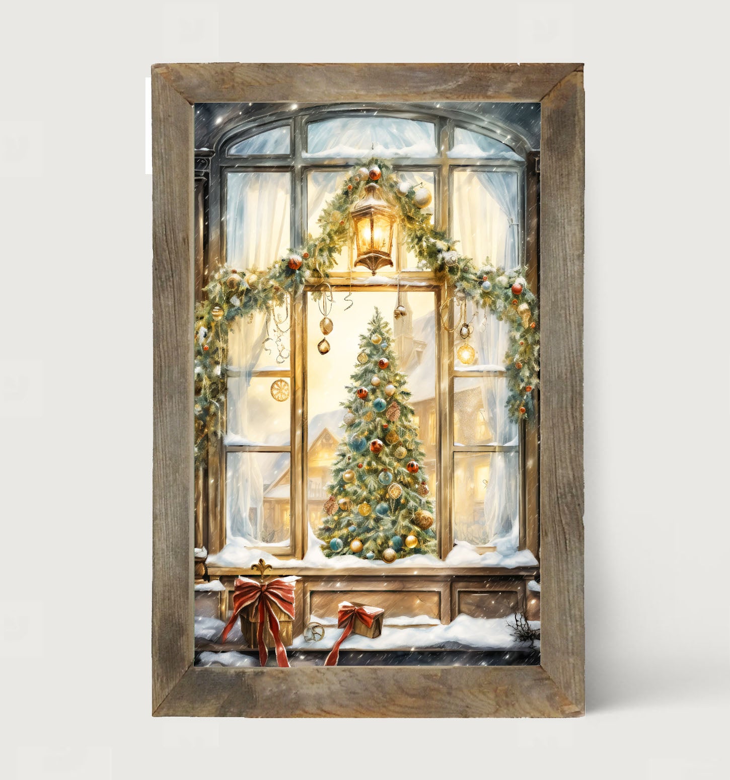 Christmas tree in the window - Framed art