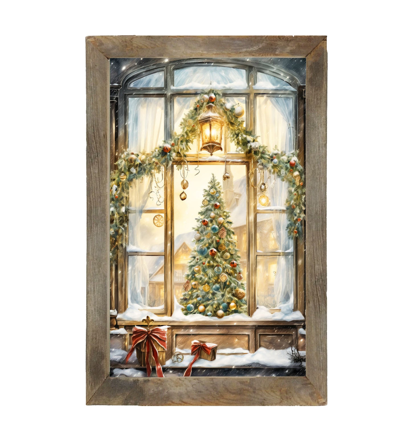 Christmas tree in the window - Framed art