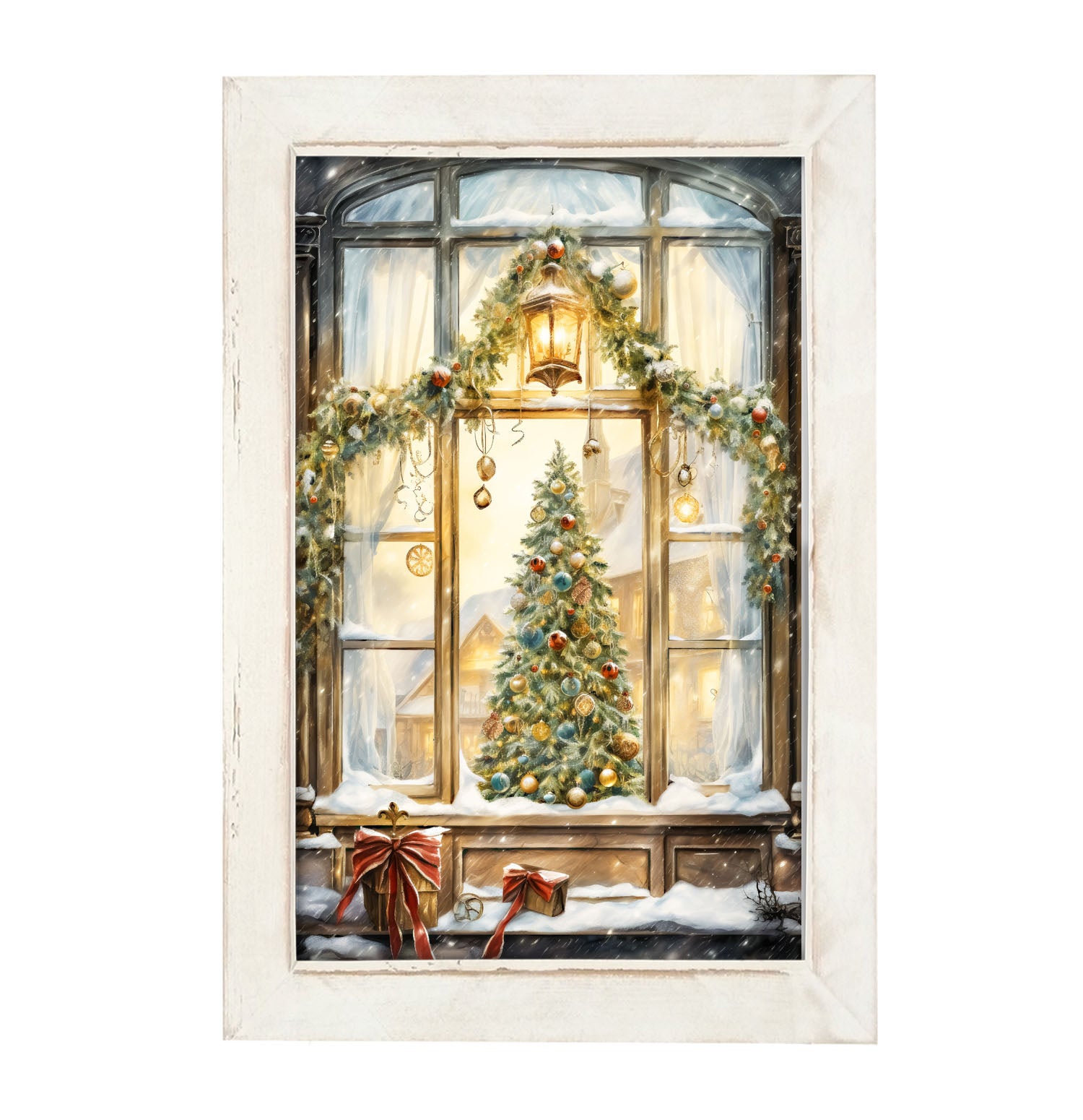 Christmas tree in the window - Framed art