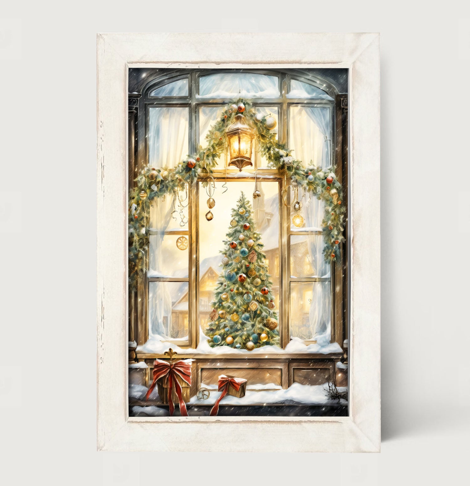 Christmas tree in the window - Framed art