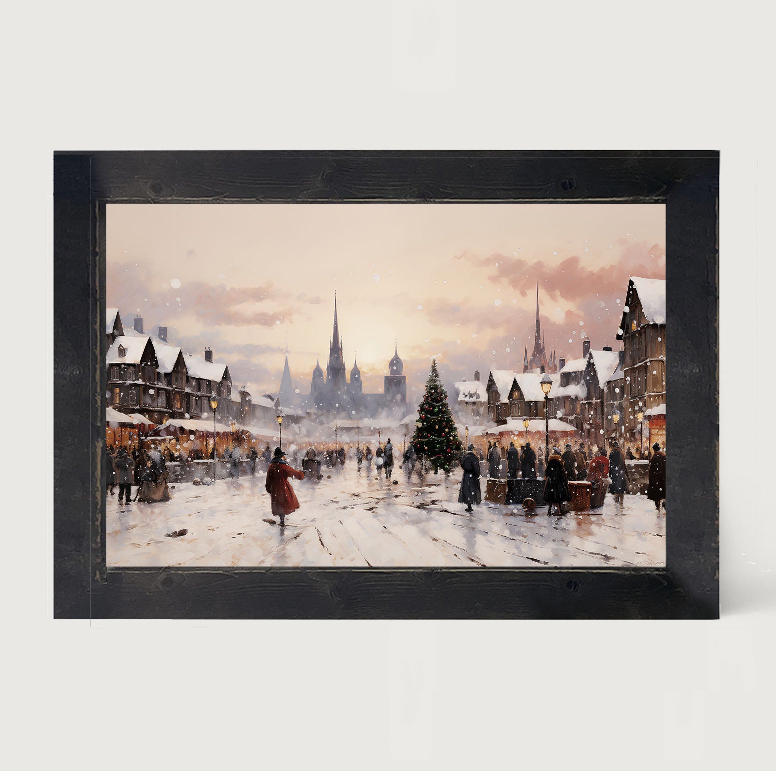 Christmas tree in the square - Framed art