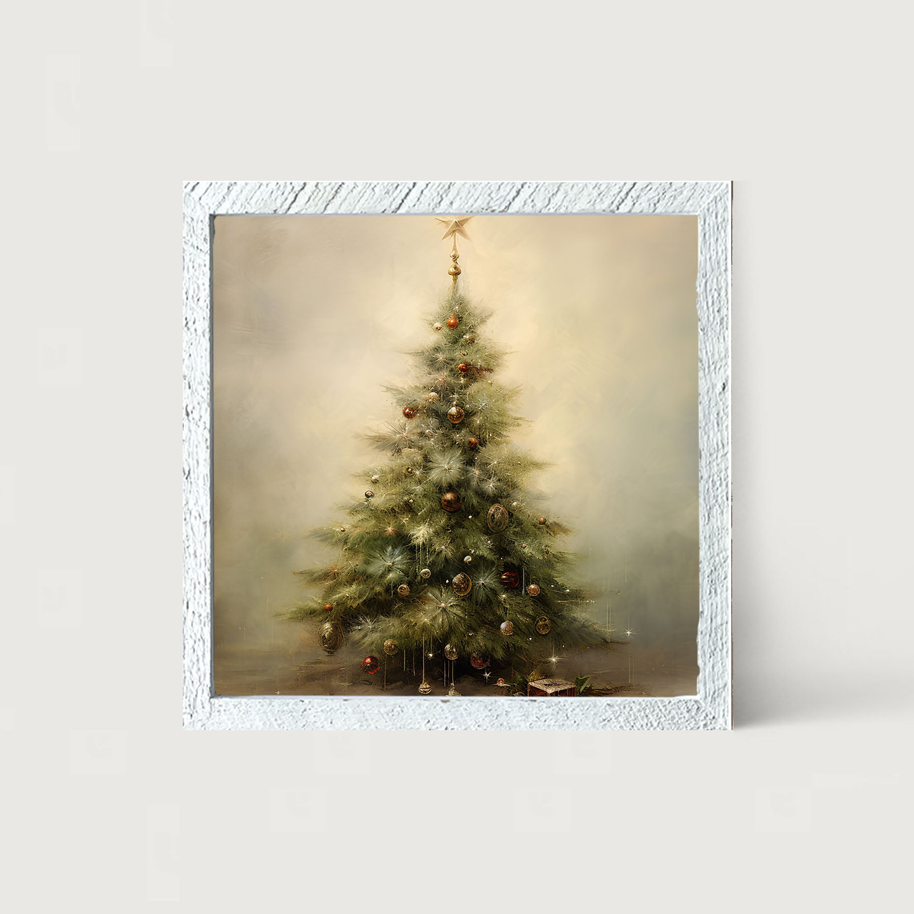 Christmas tree with star - Square - Framed art