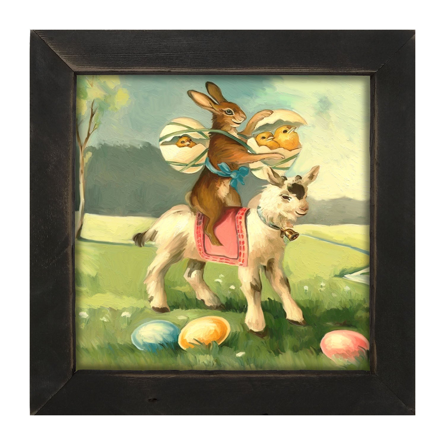 Bunny on a Lamb - Framed art