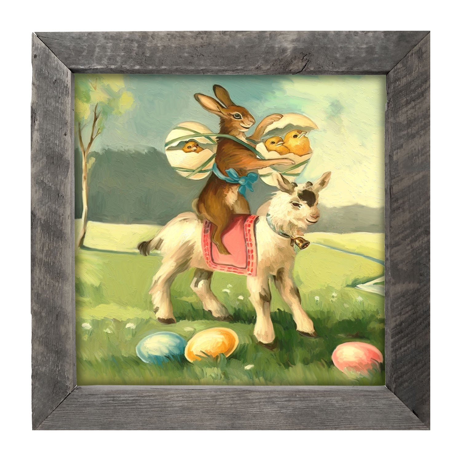 Bunny on a Lamb - Framed art