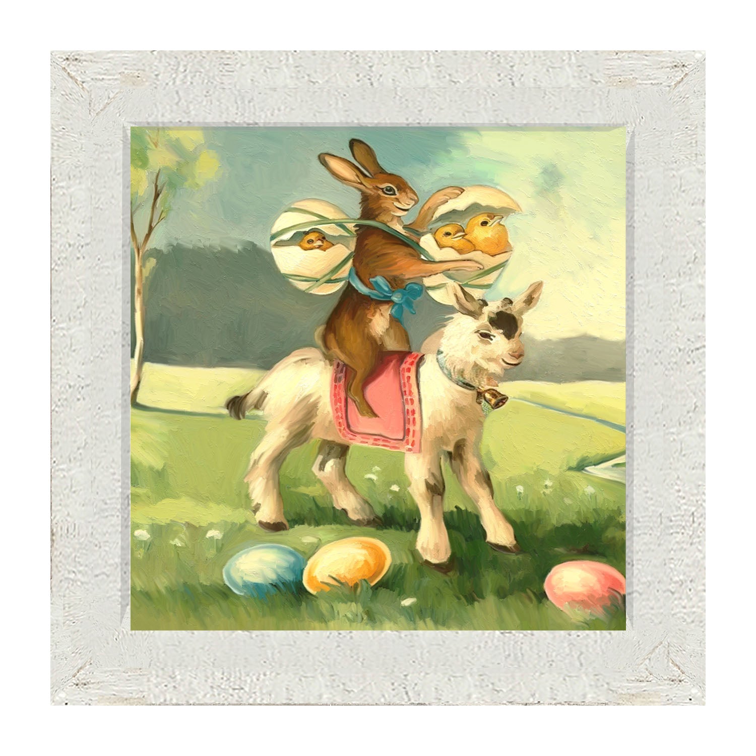 Bunny on a Lamb - Framed art