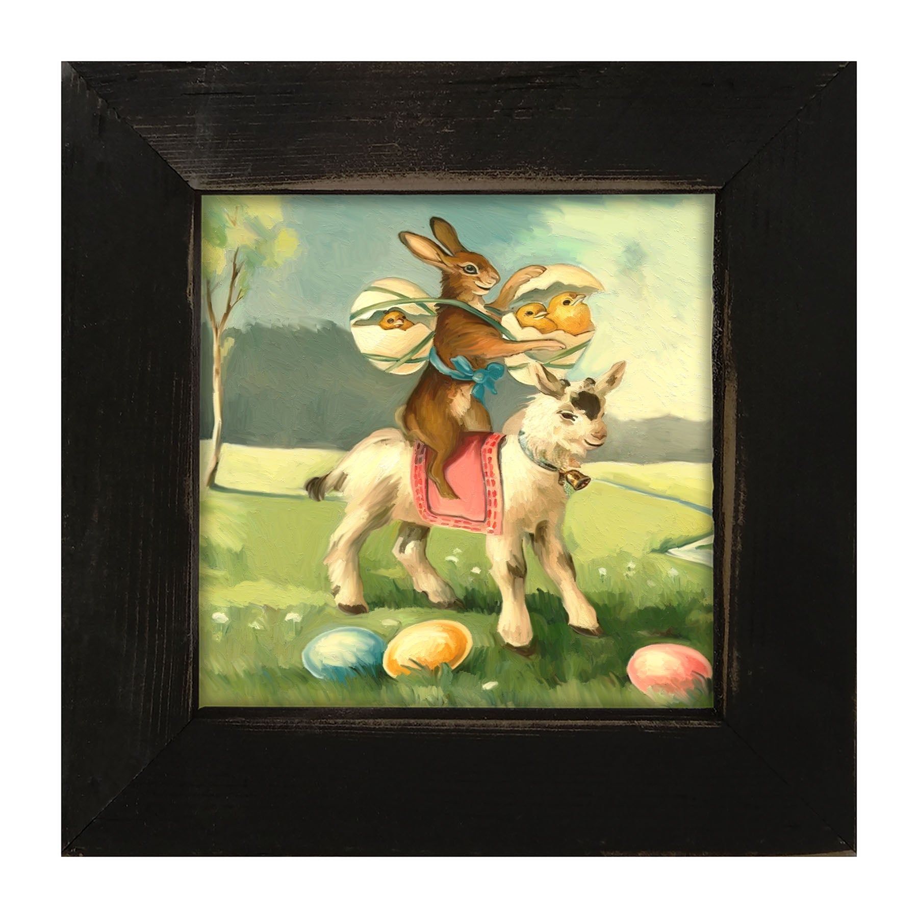 Bunny on a Lamb - Framed art