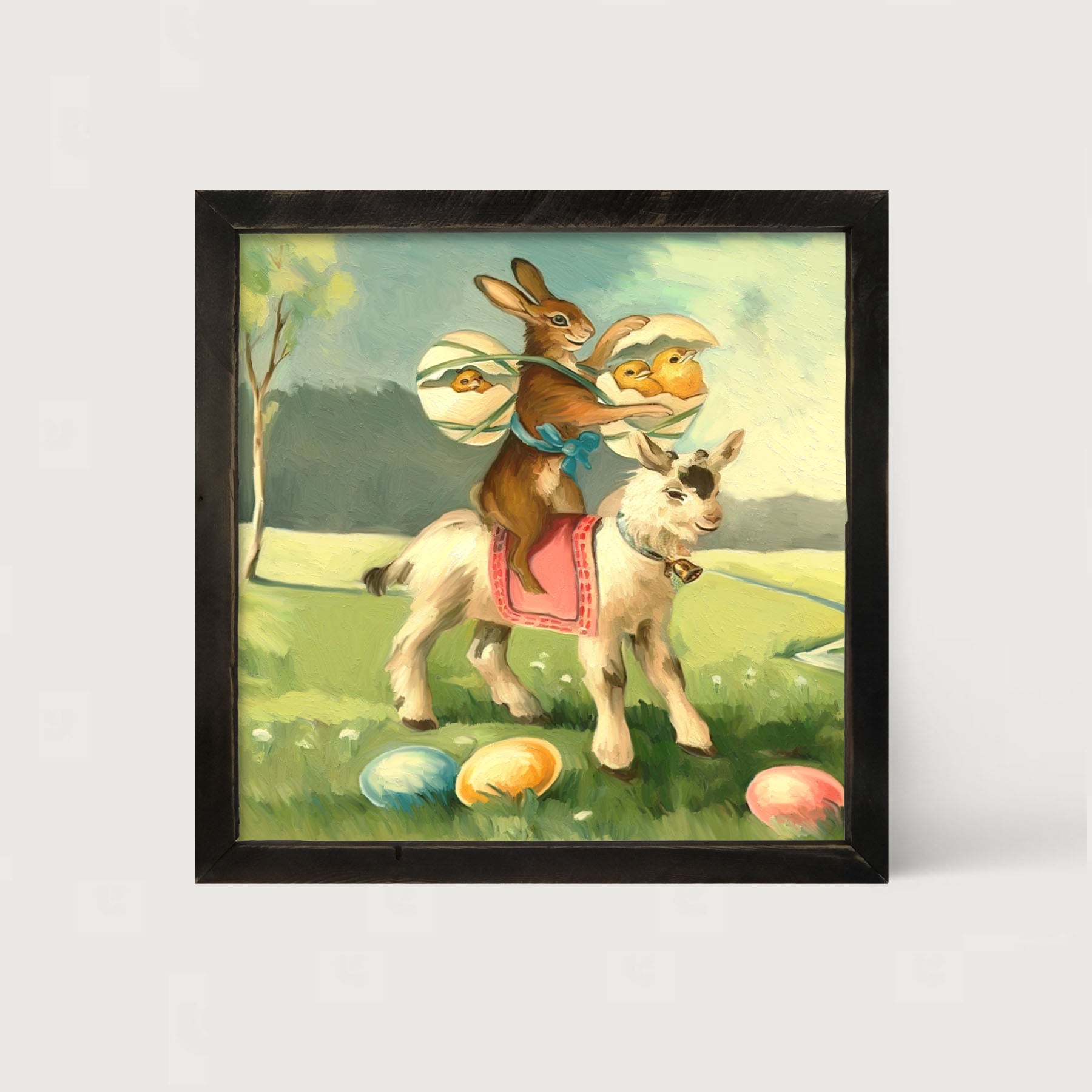 Bunny on a Lamb - Framed art