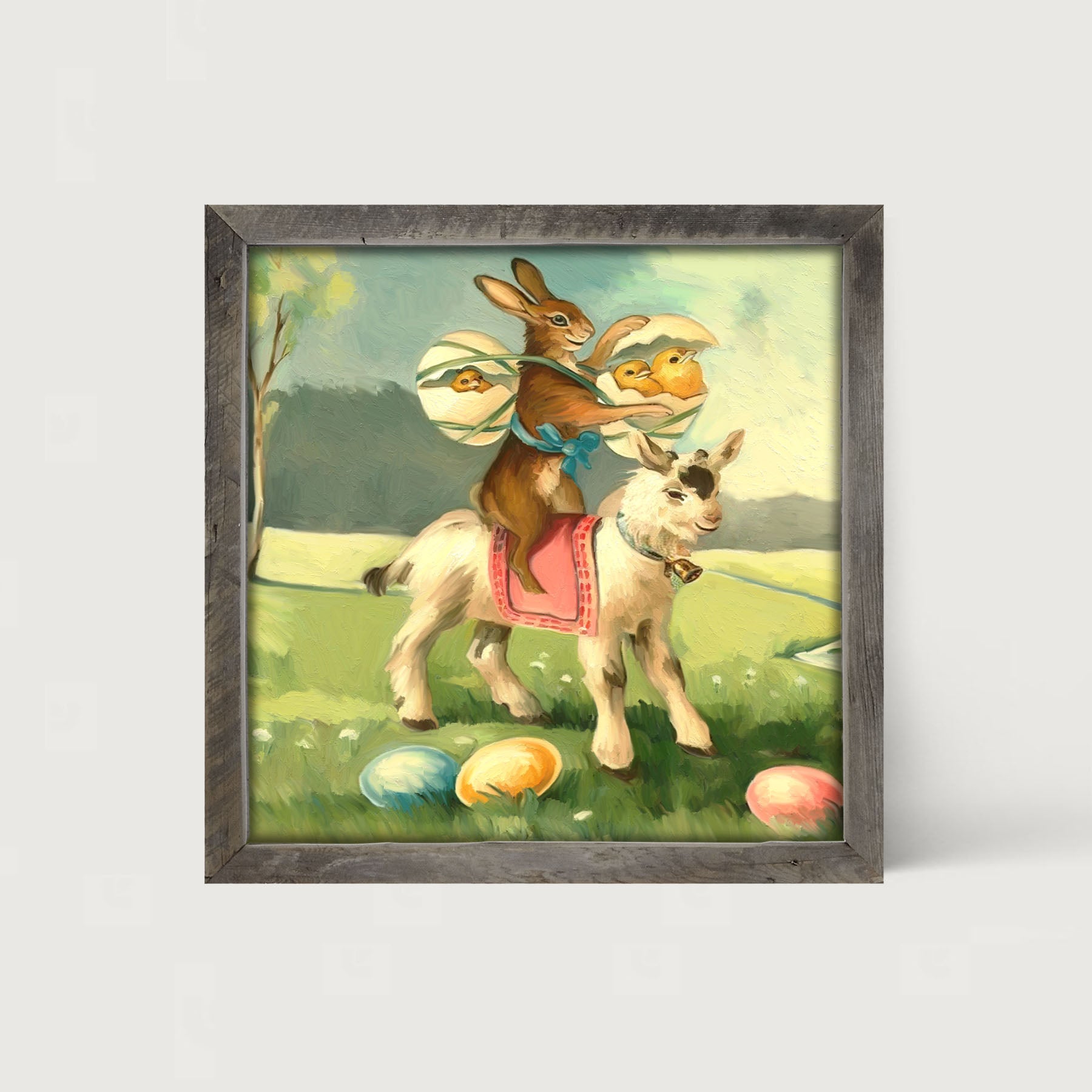 Bunny on a Lamb - Framed art