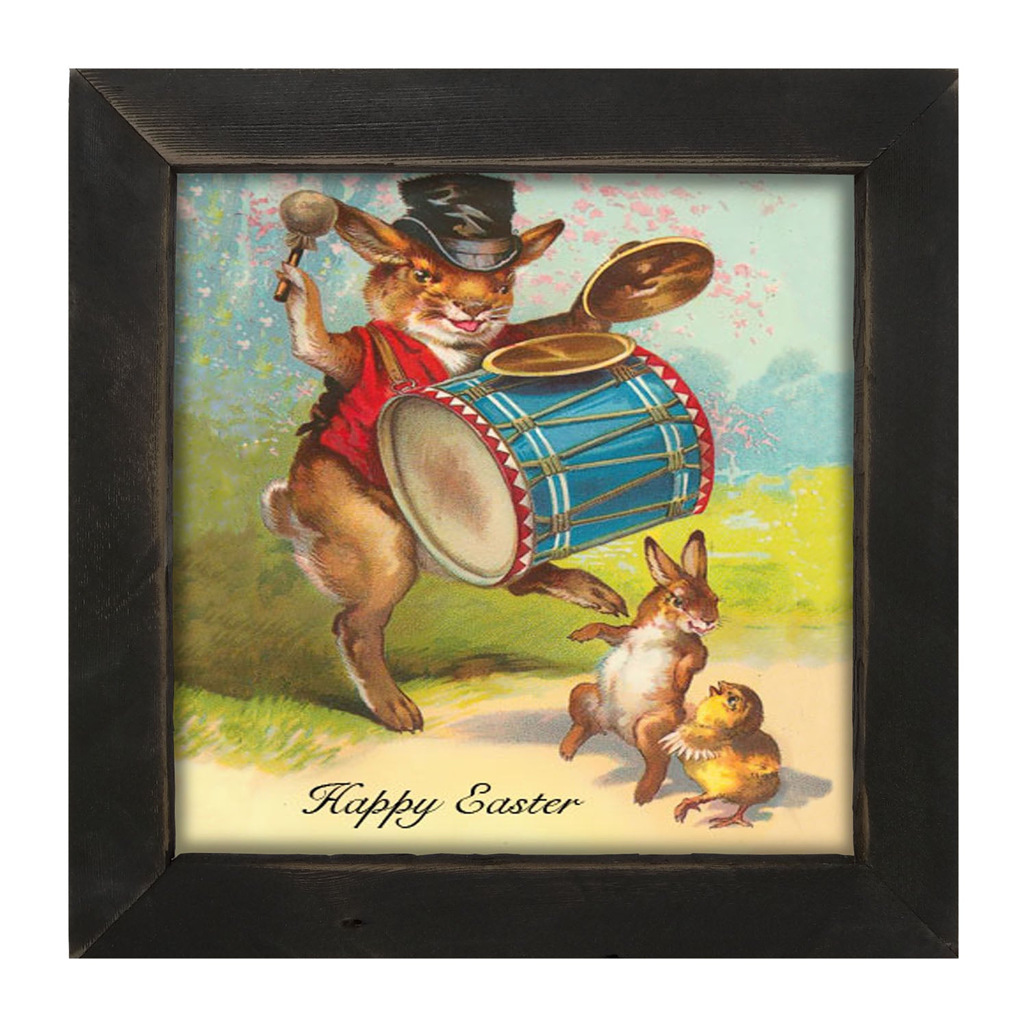 Bunny Playing Drum - Framed art