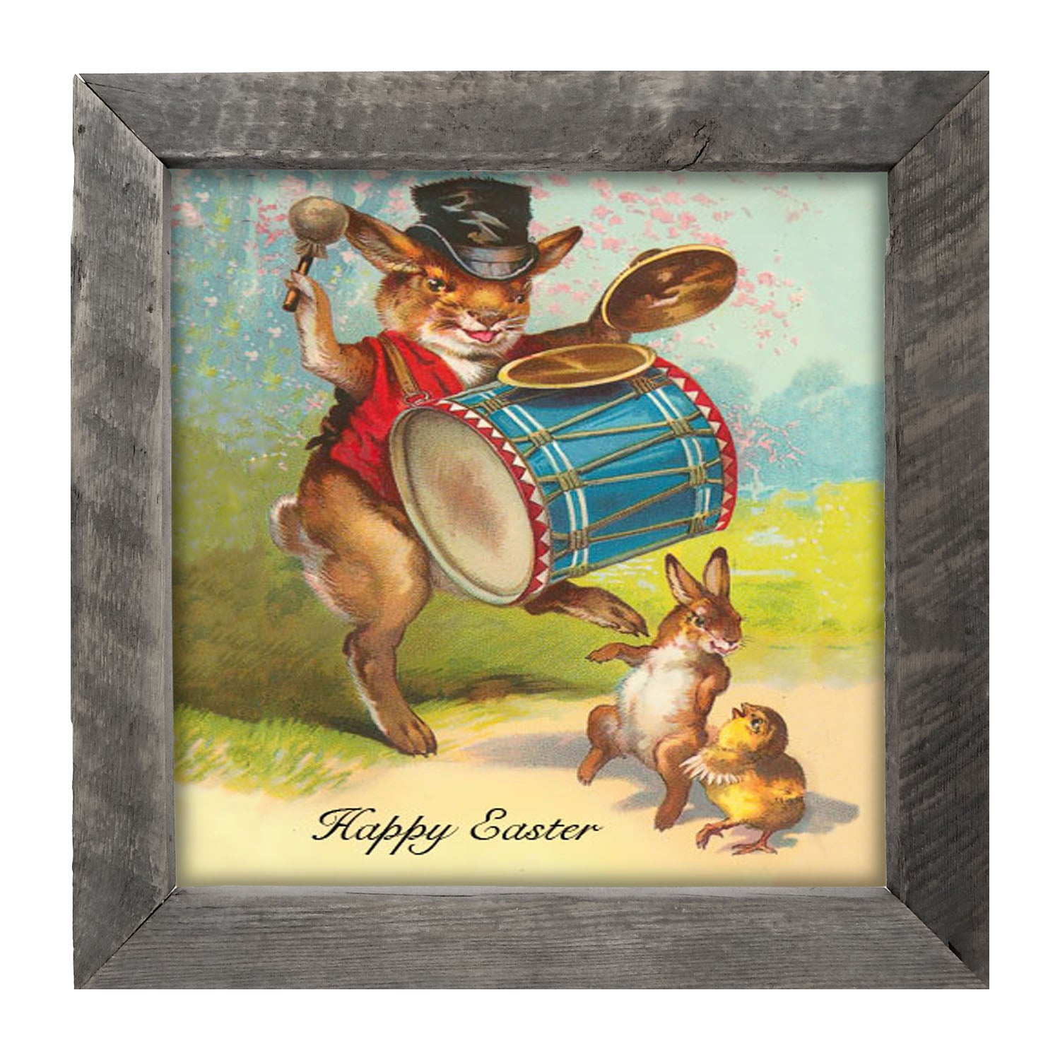 Bunny Playing Drum - Framed art