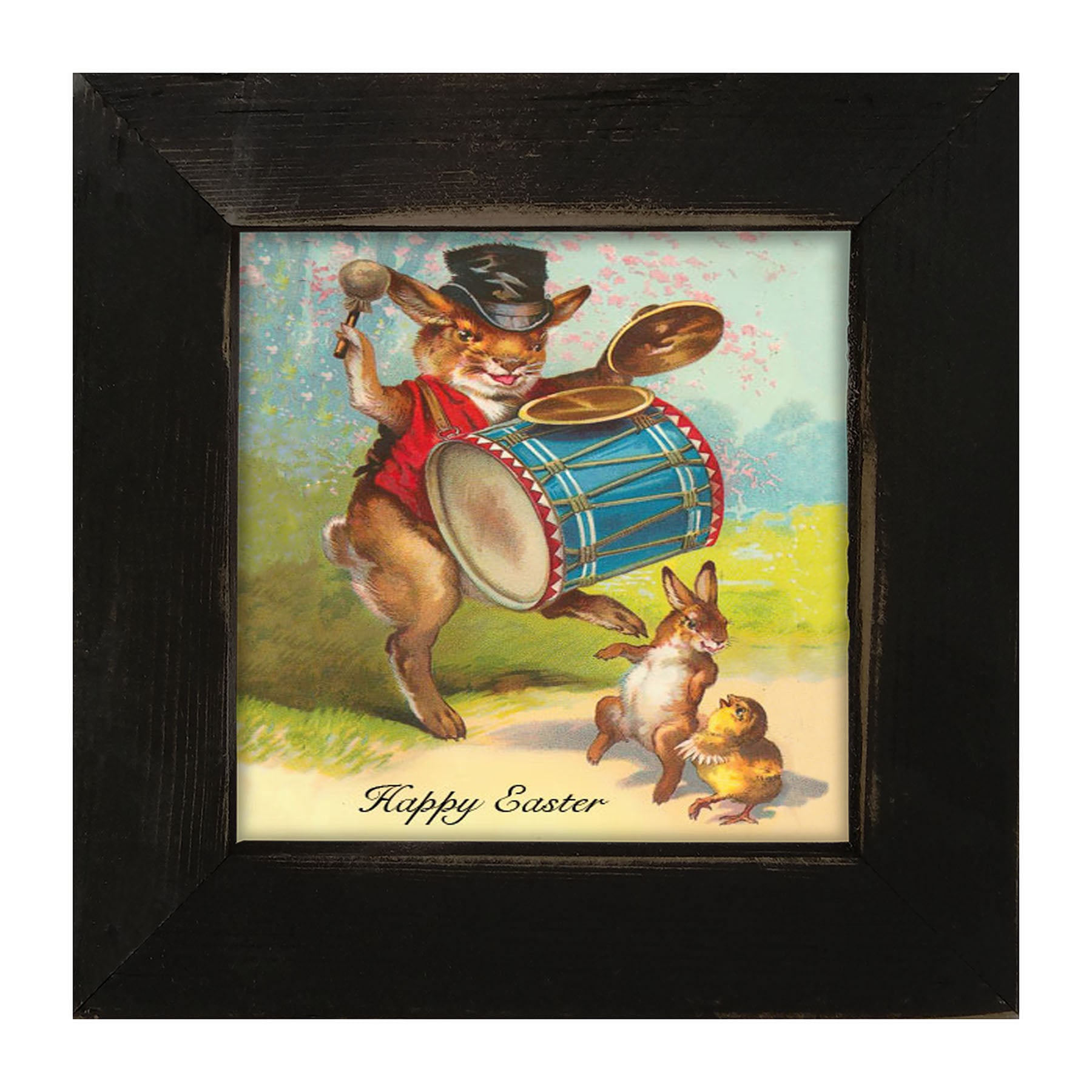 Bunny Playing Drum - Framed art