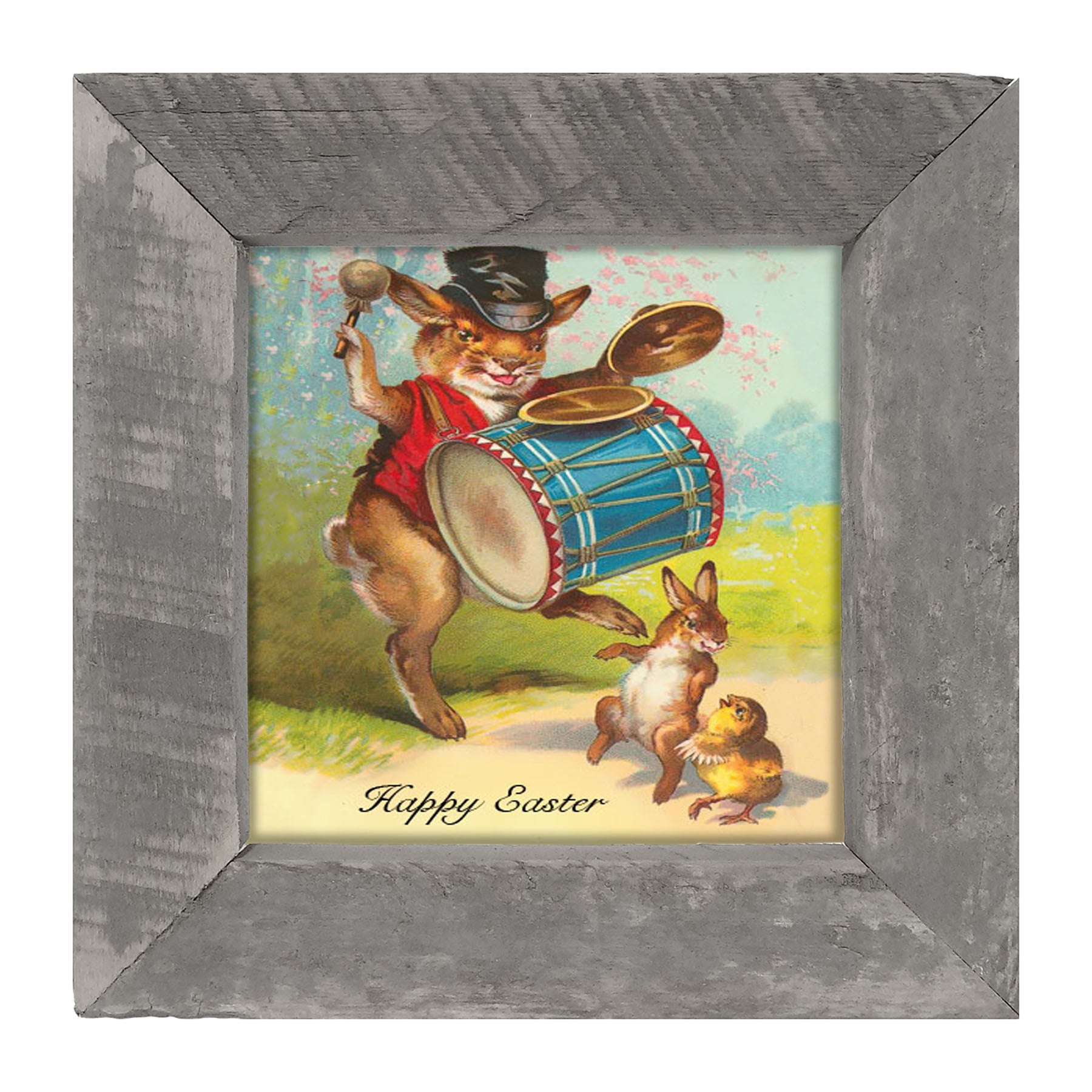 Bunny Playing Drum - Framed art