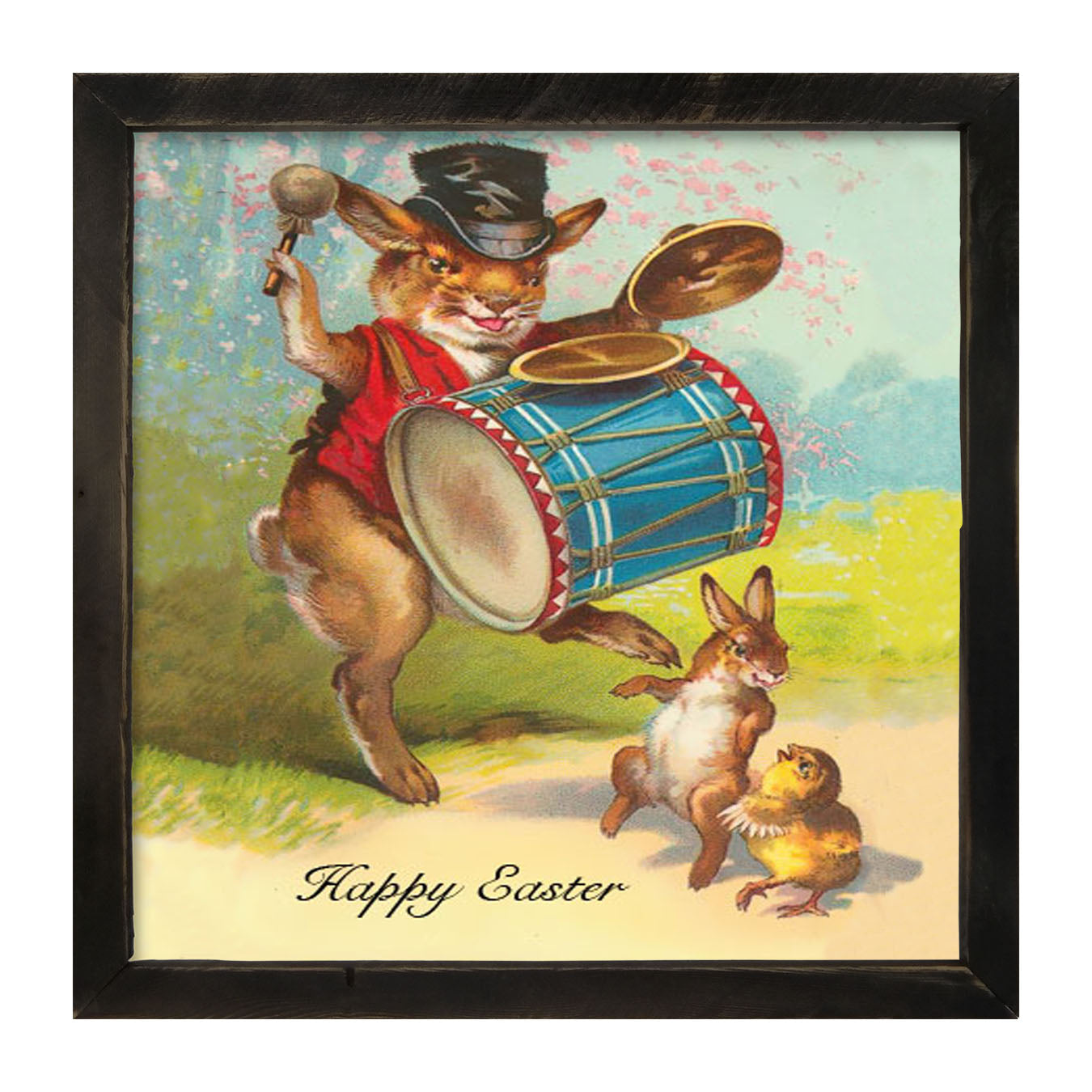 Bunny Playing Drum - Framed art