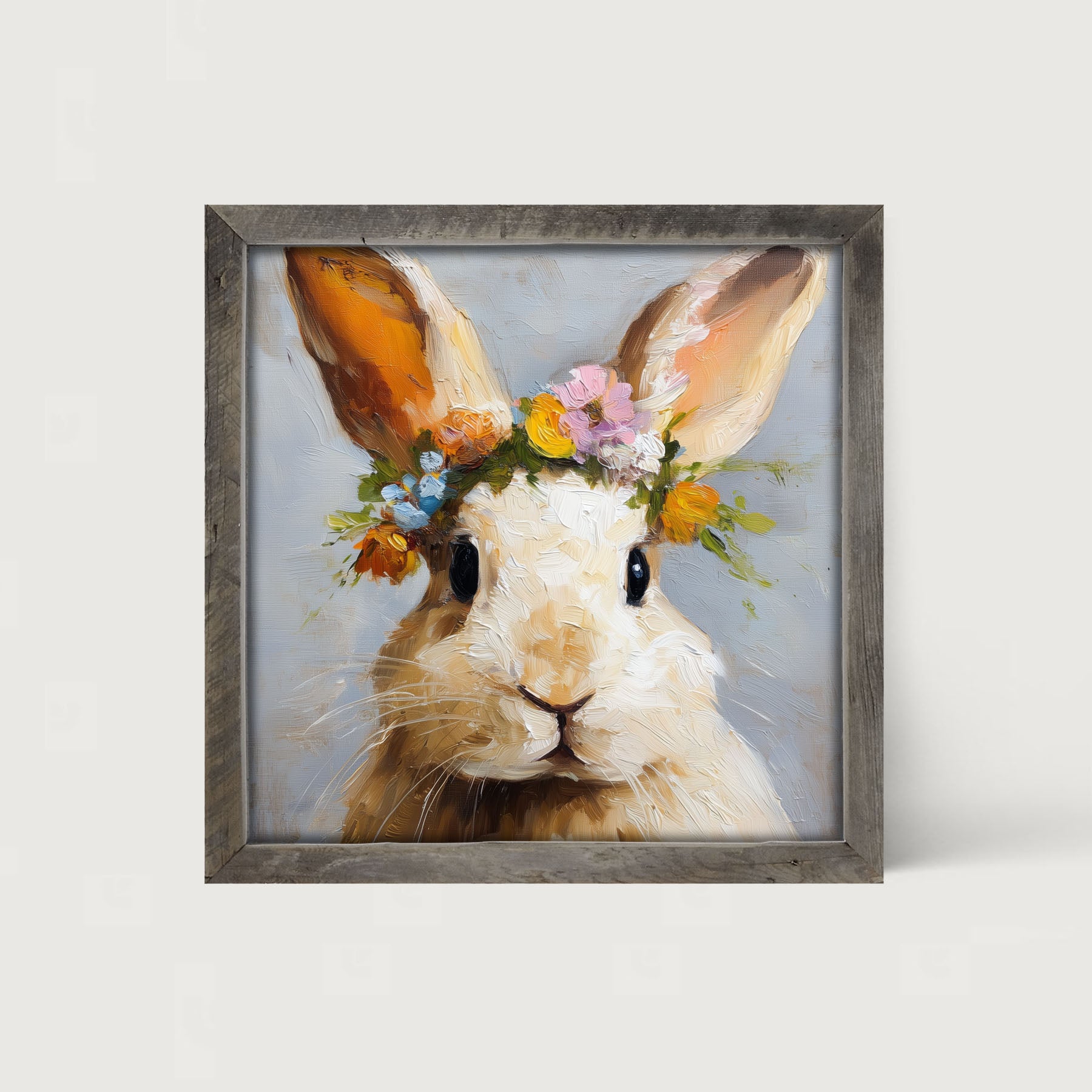 Spring Season Tan Bunny - Framed Art
