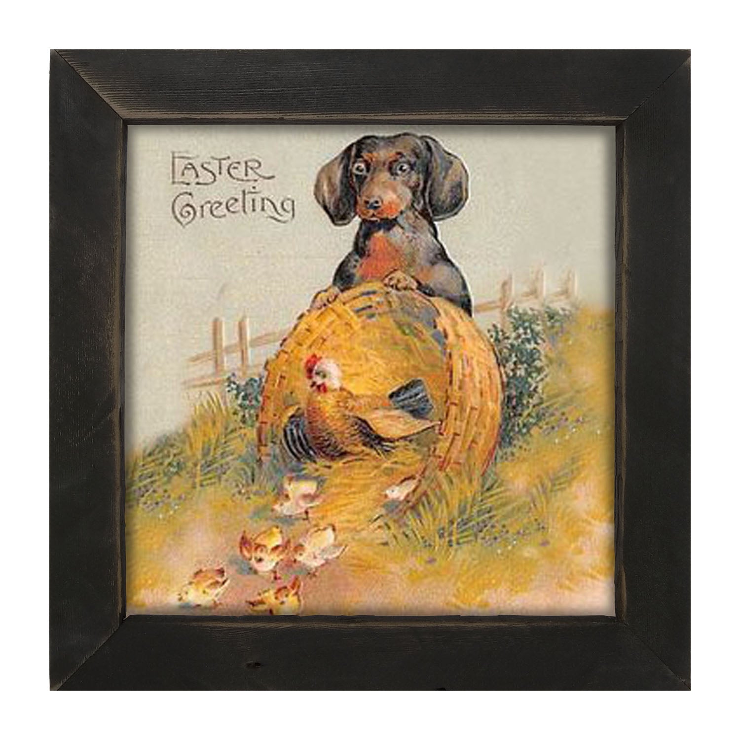 Dachshund with Baby Chicks - Framed art