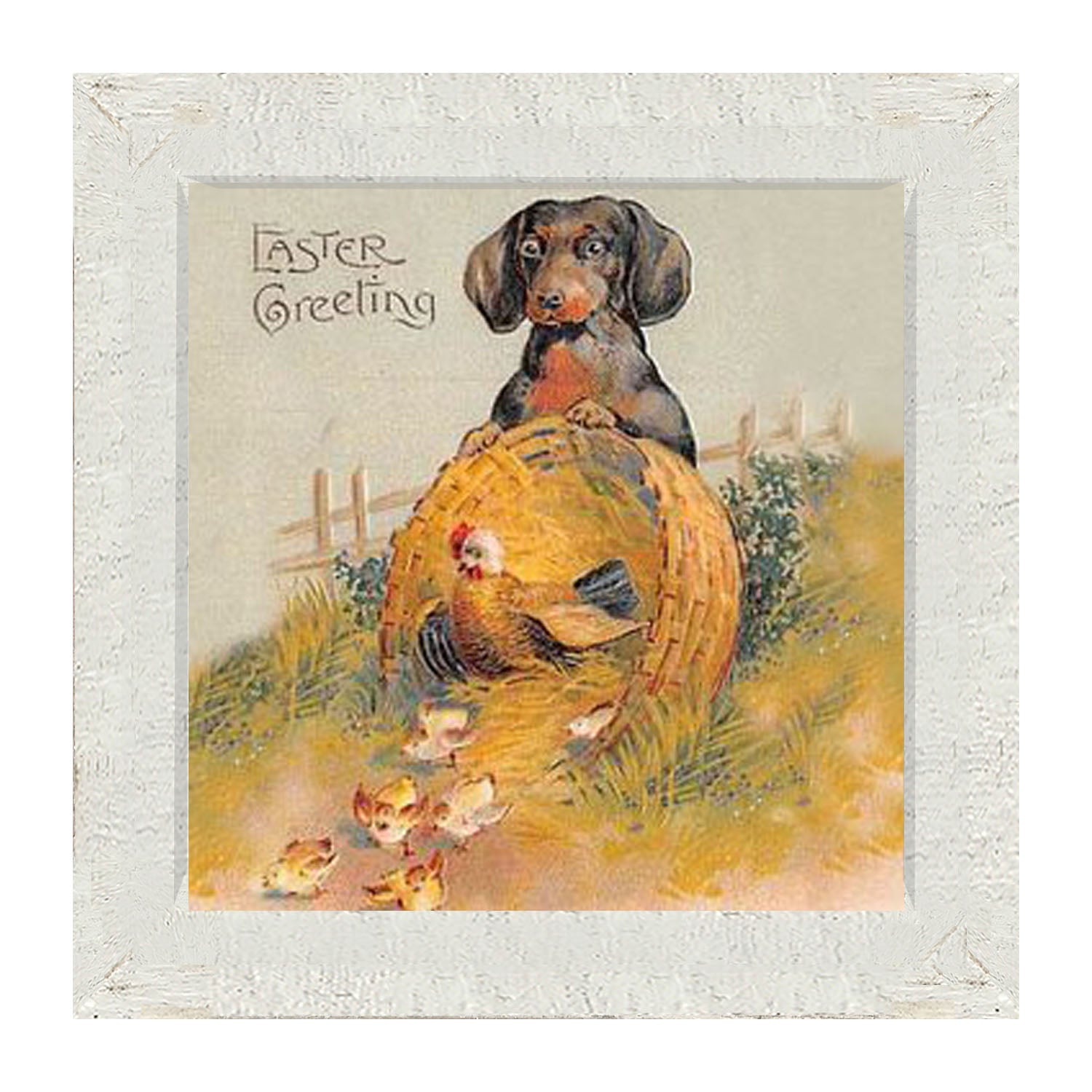 Dachshund with Baby Chicks - Framed art