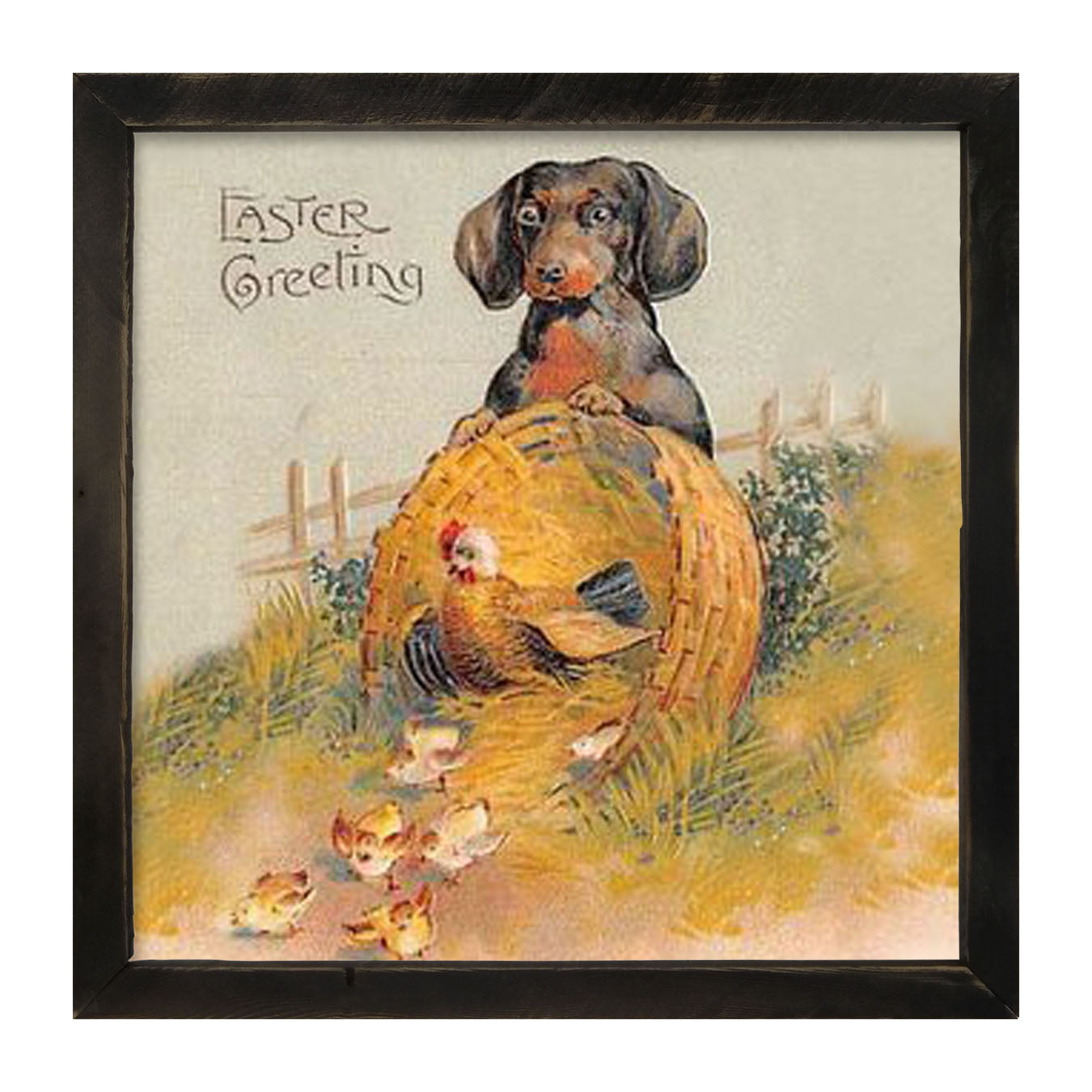 Dachshund with Baby Chicks - Framed art