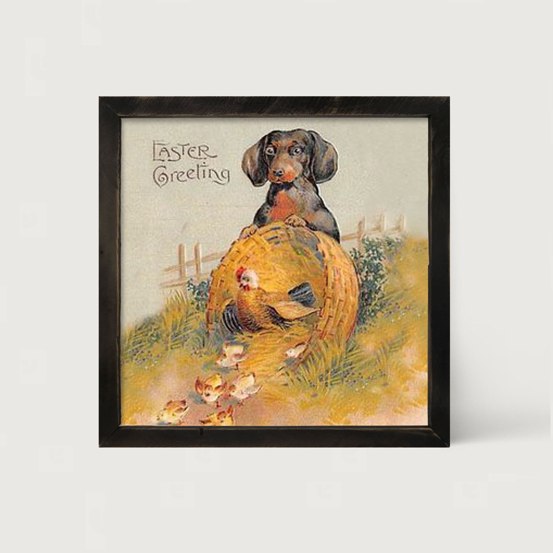 Dachshund with Baby Chicks - Framed art