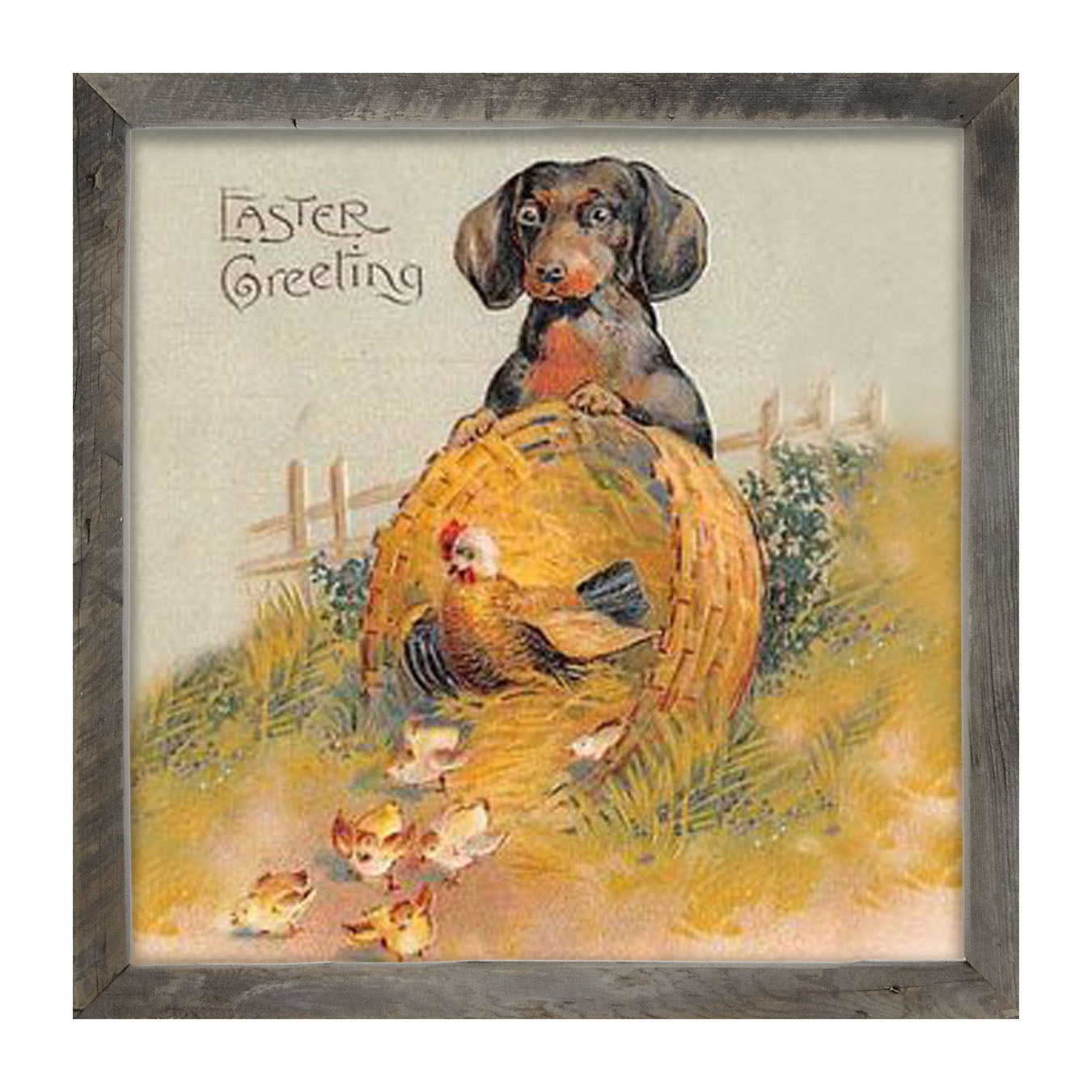 Dachshund with Baby Chicks - Framed art