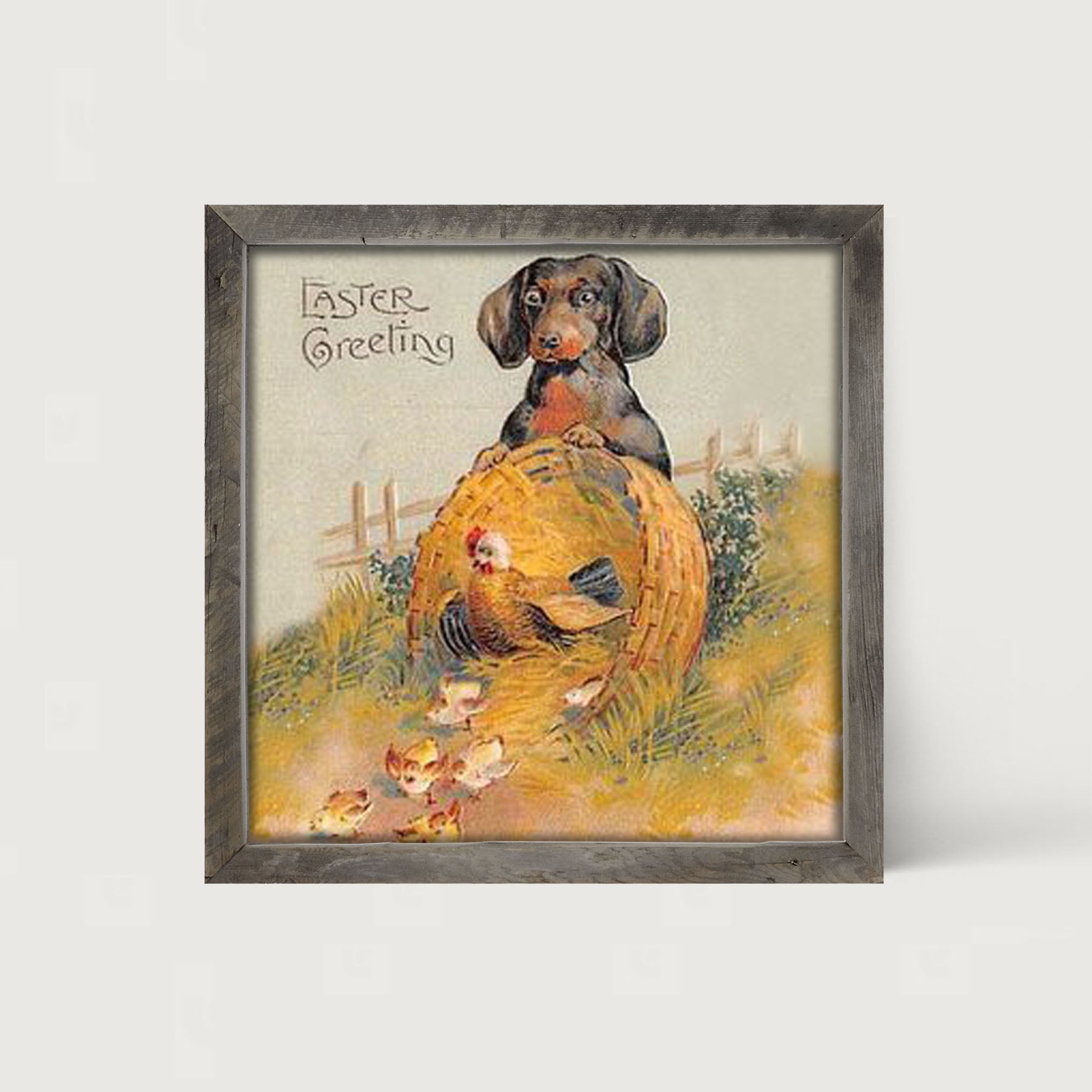 Dachshund with Baby Chicks - Framed art