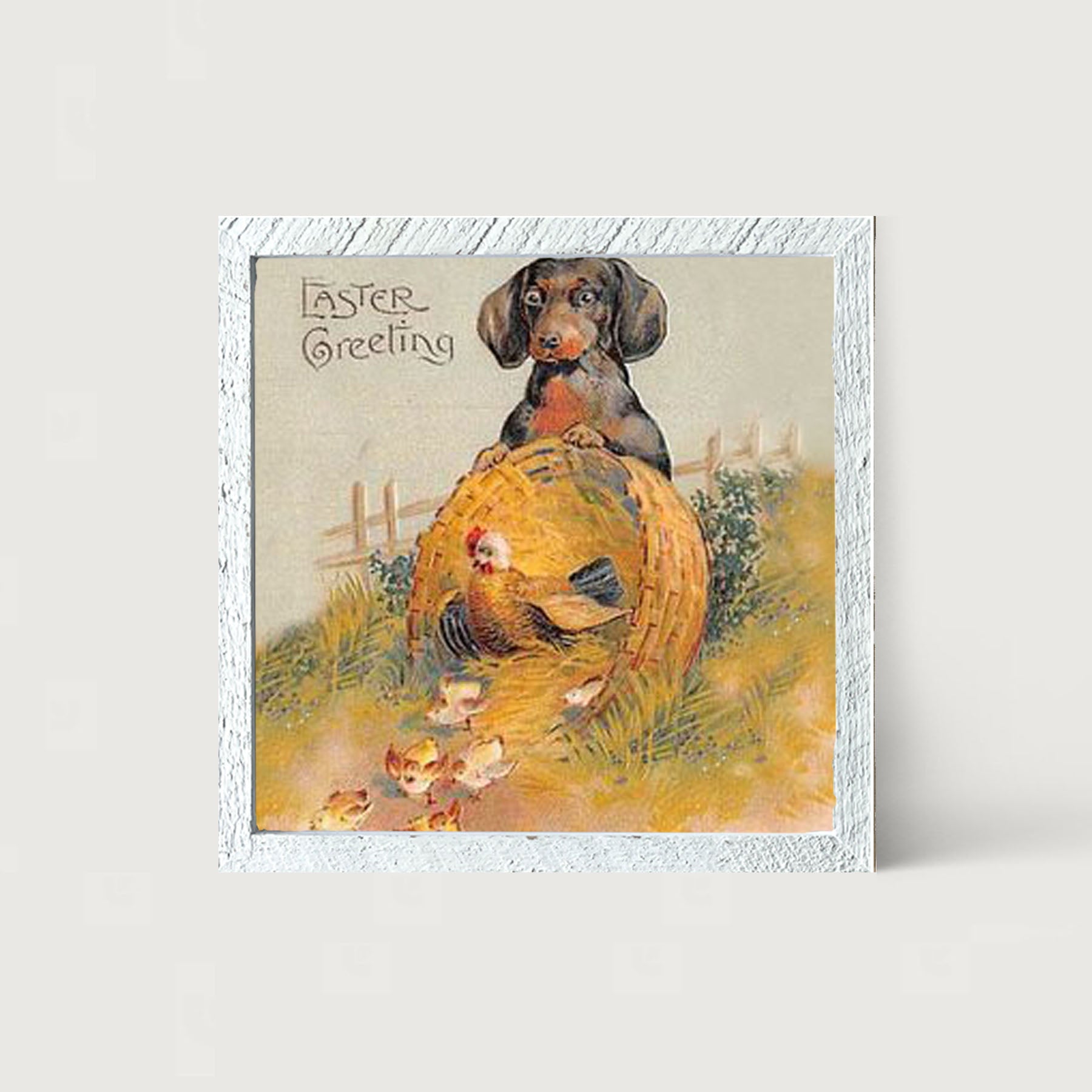 Dachshund with Baby Chicks - Framed art