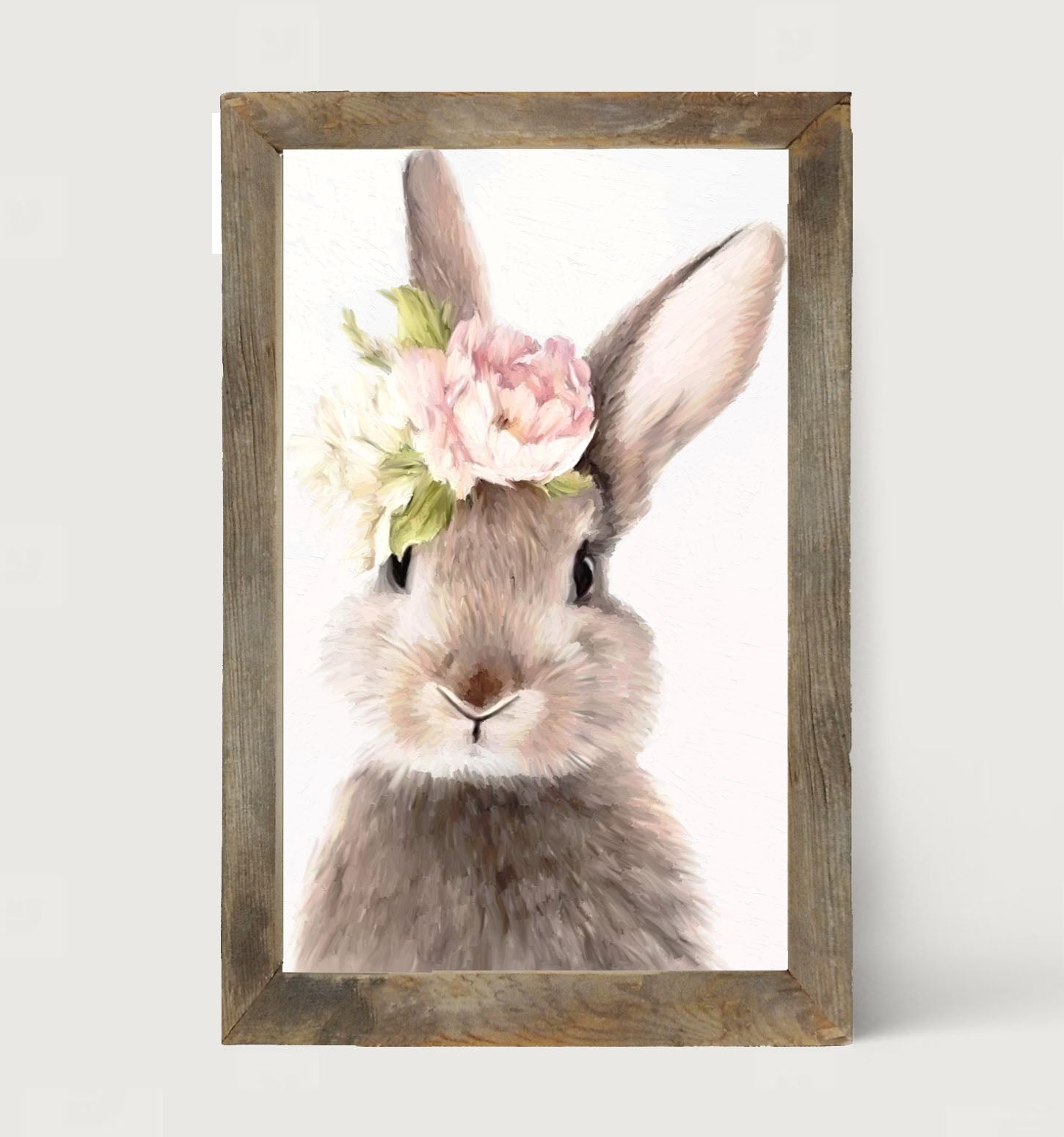 Bunny with Peonies - Framed art