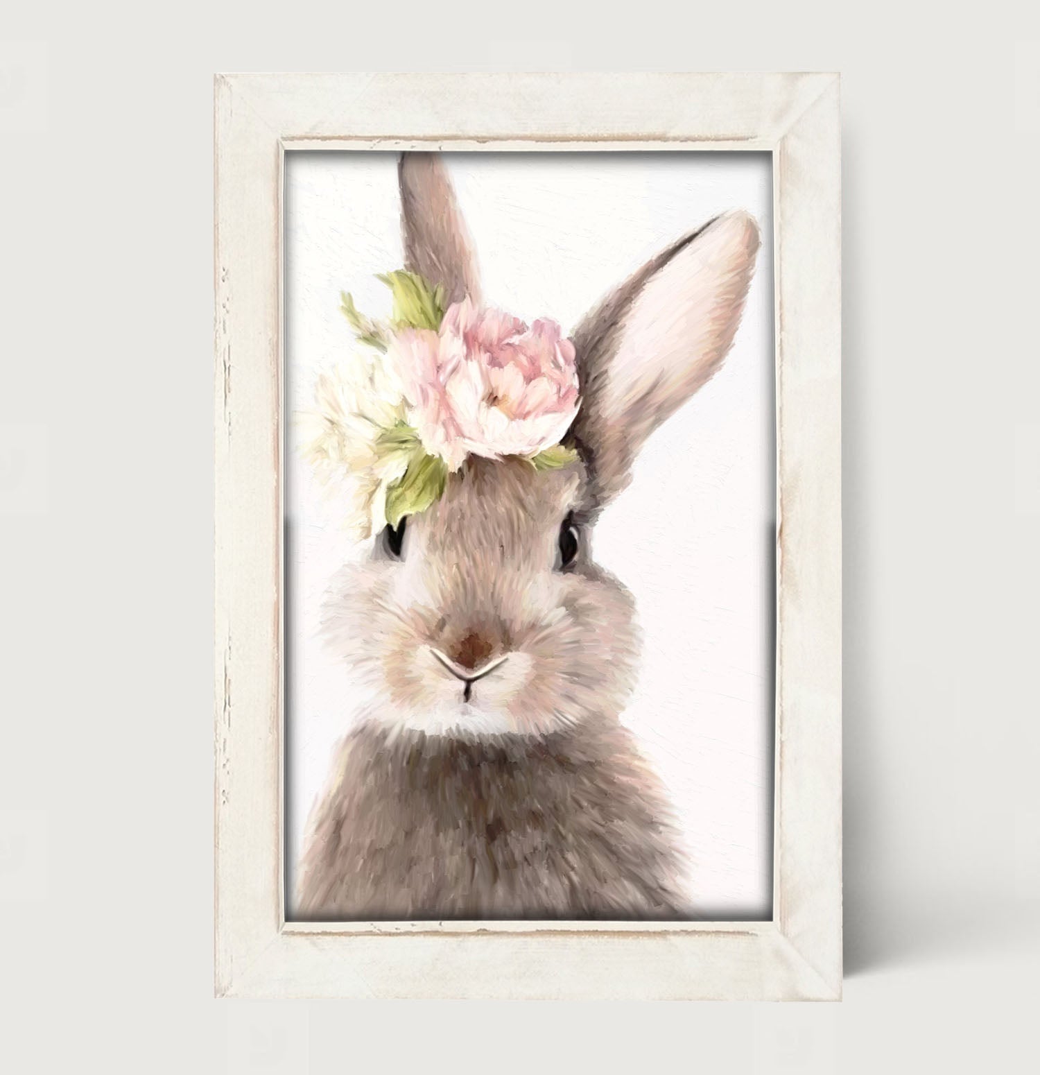 Bunny with Peonies - Framed art