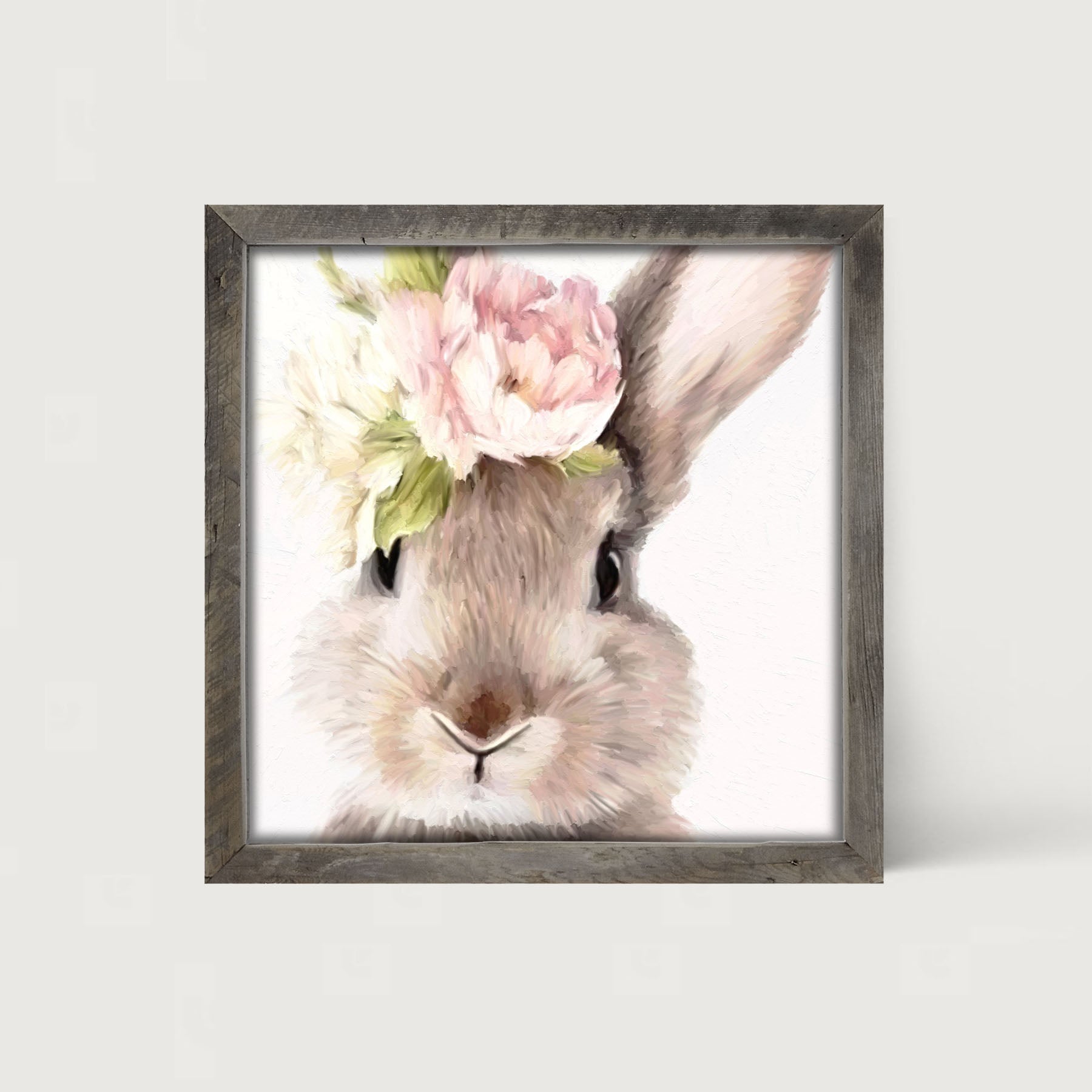 Bunny with Peonies - Framed art