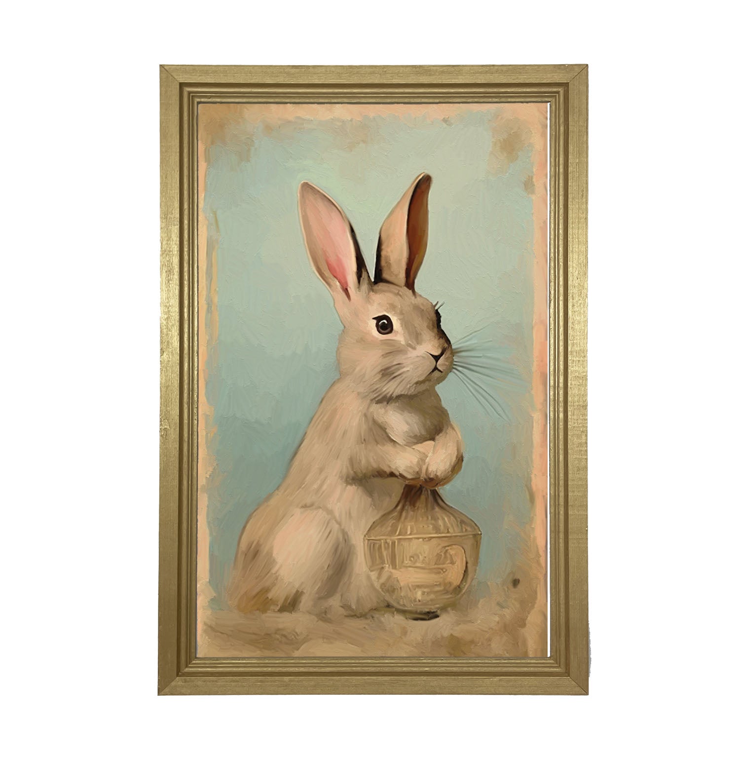 Pastel bunny with vase - Framed Art