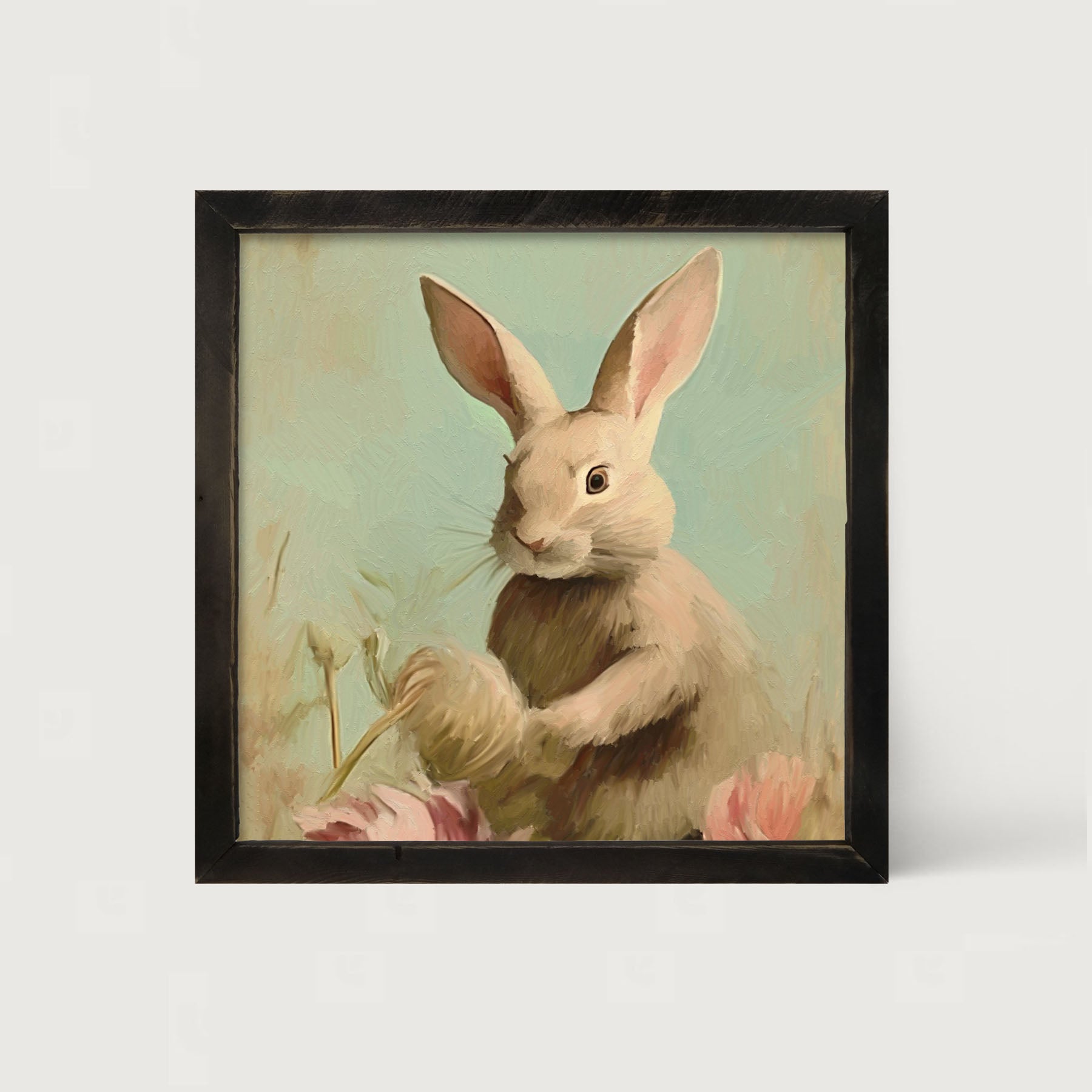 Pastel bunny in field - Framed Art