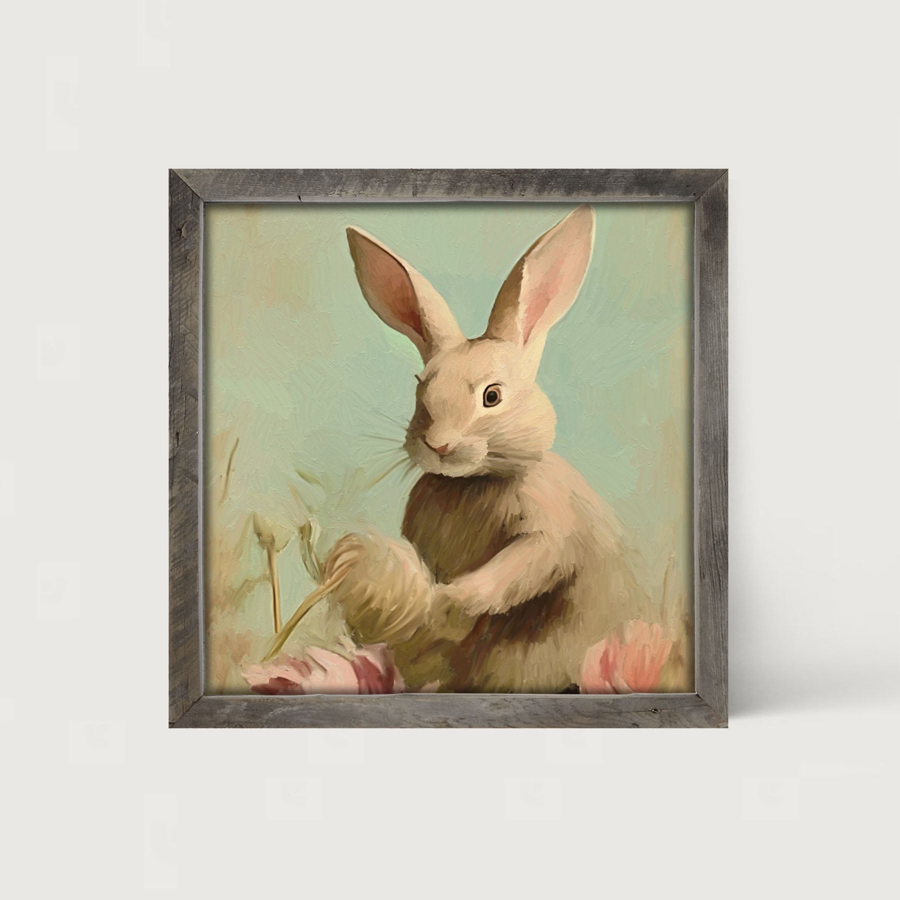 Pastel bunny in field - Framed Art