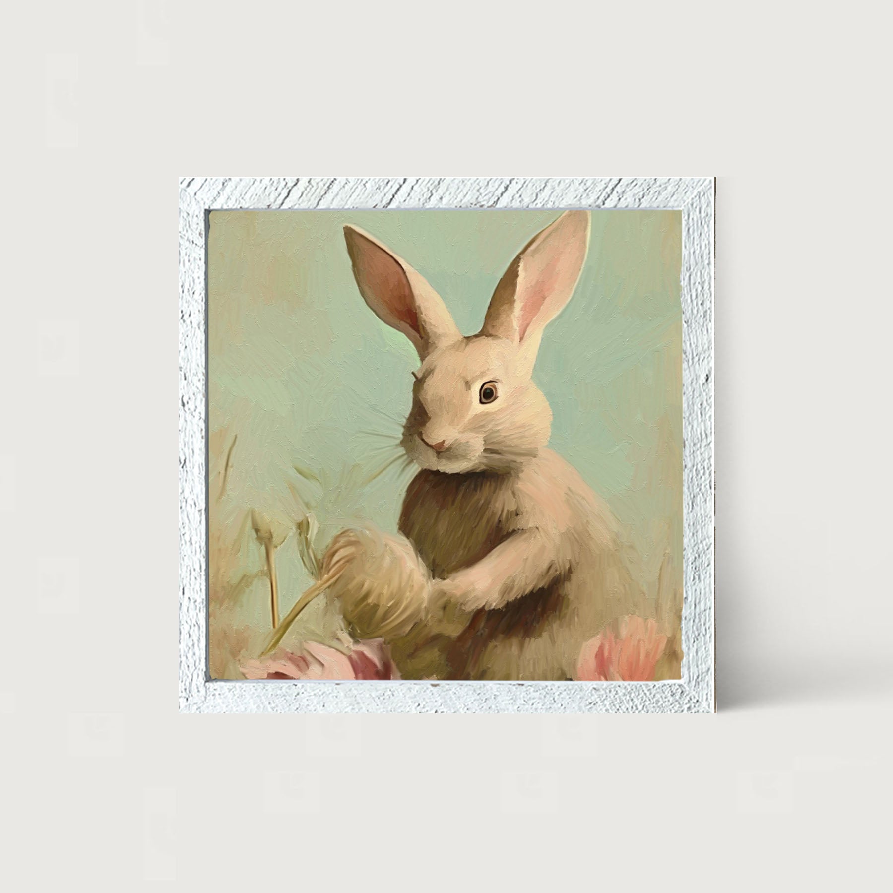 Pastel bunny in field - Framed Art