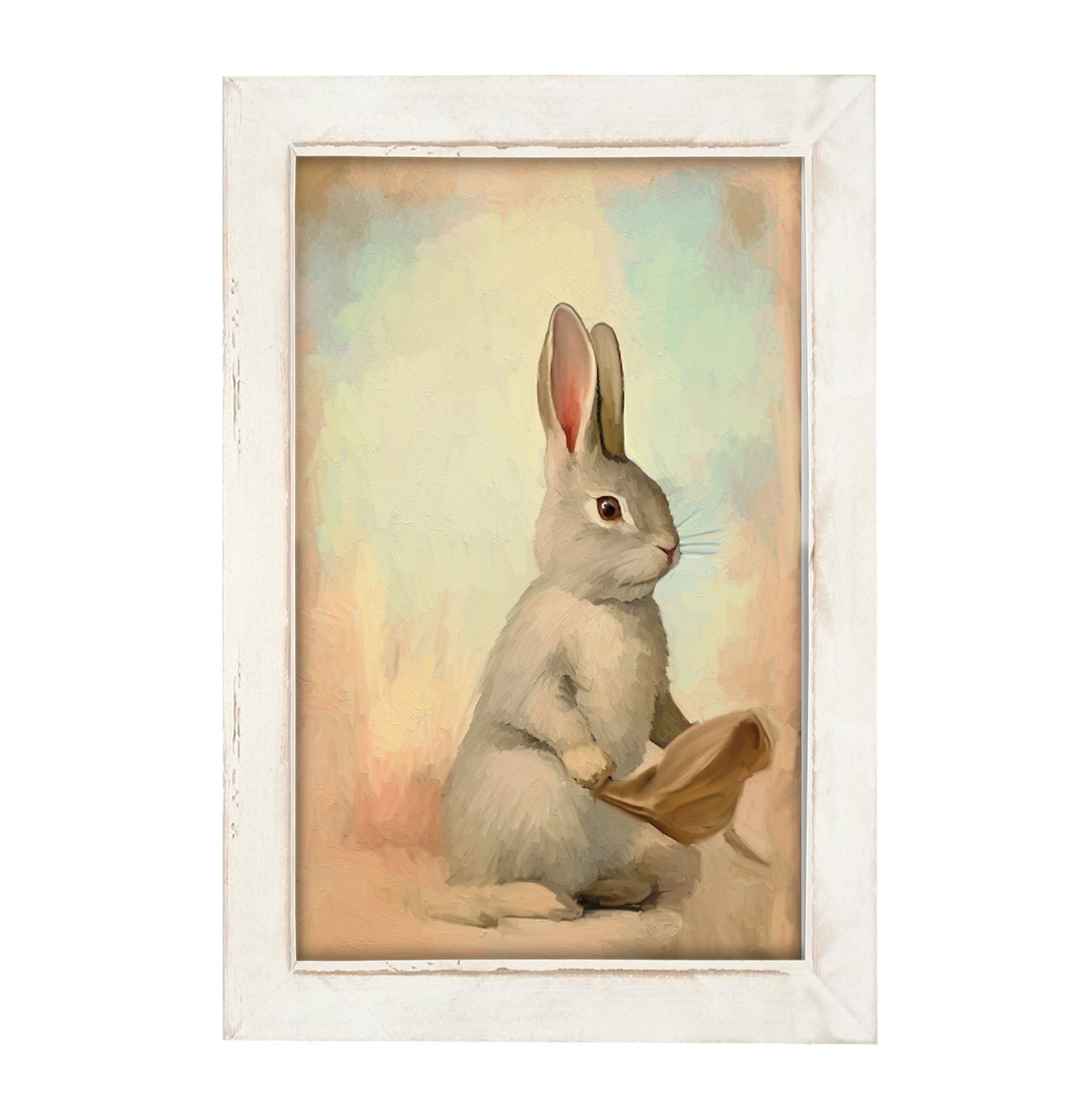 Pastel bunny posing - Framed art