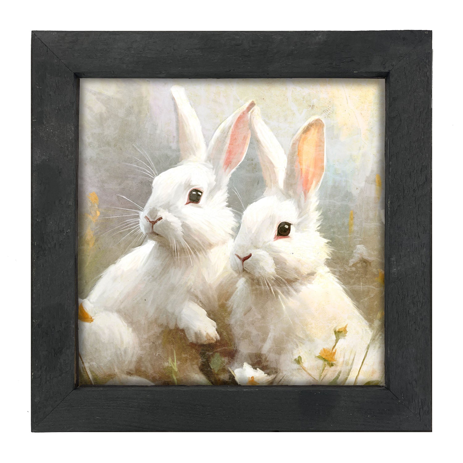 Bunnies in a meadow - Framed art