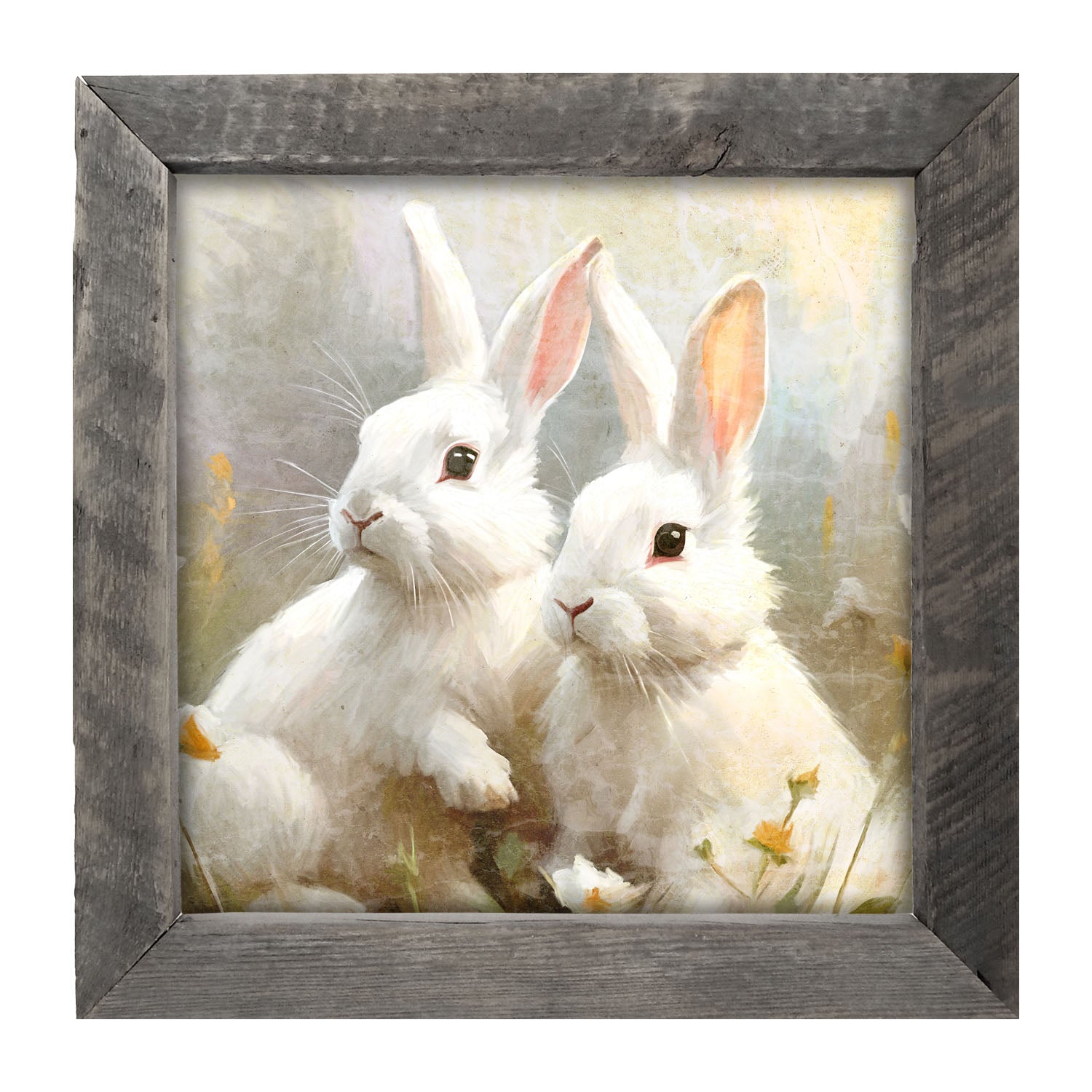 Bunnies in a meadow - Framed art