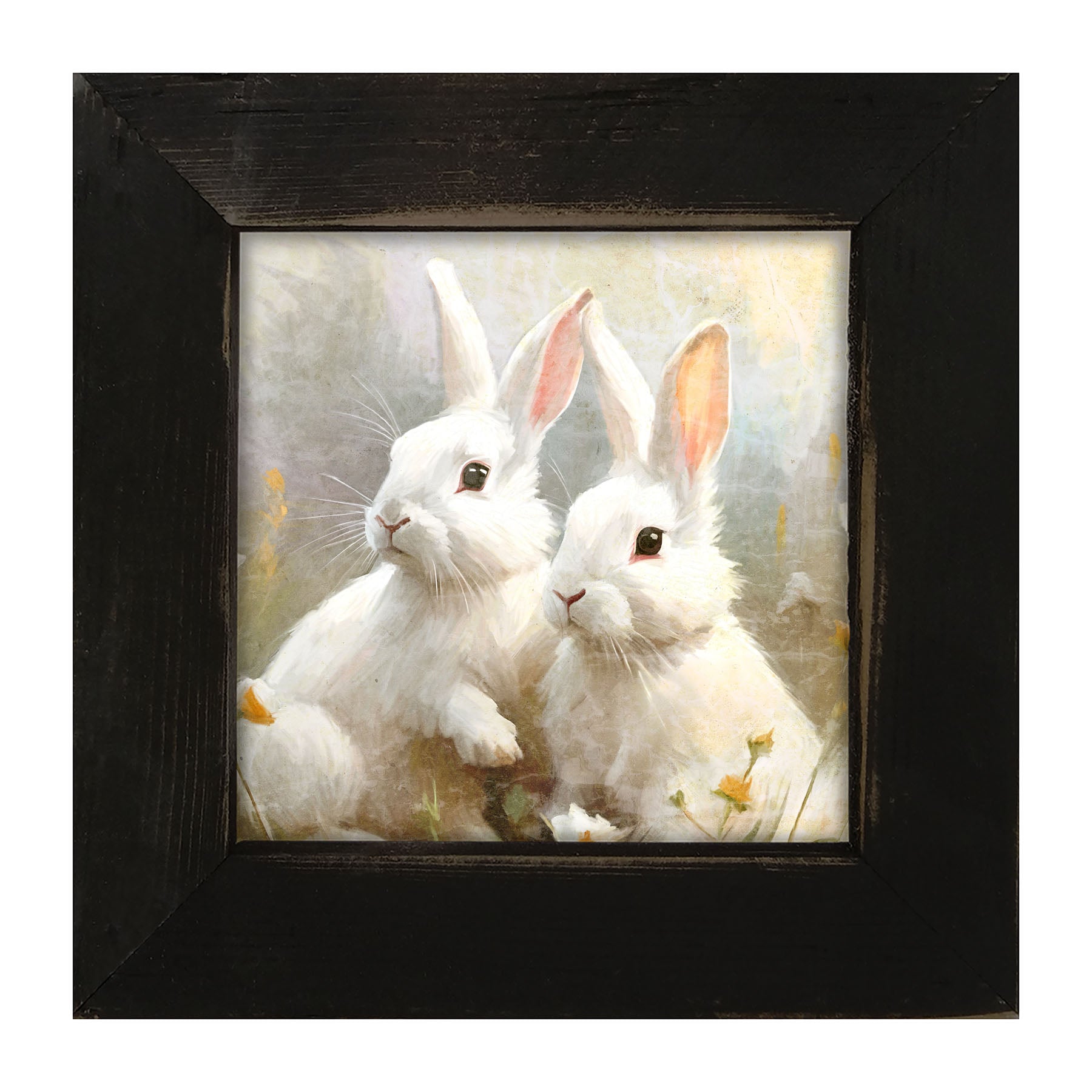 Bunnies in a meadow - Framed art