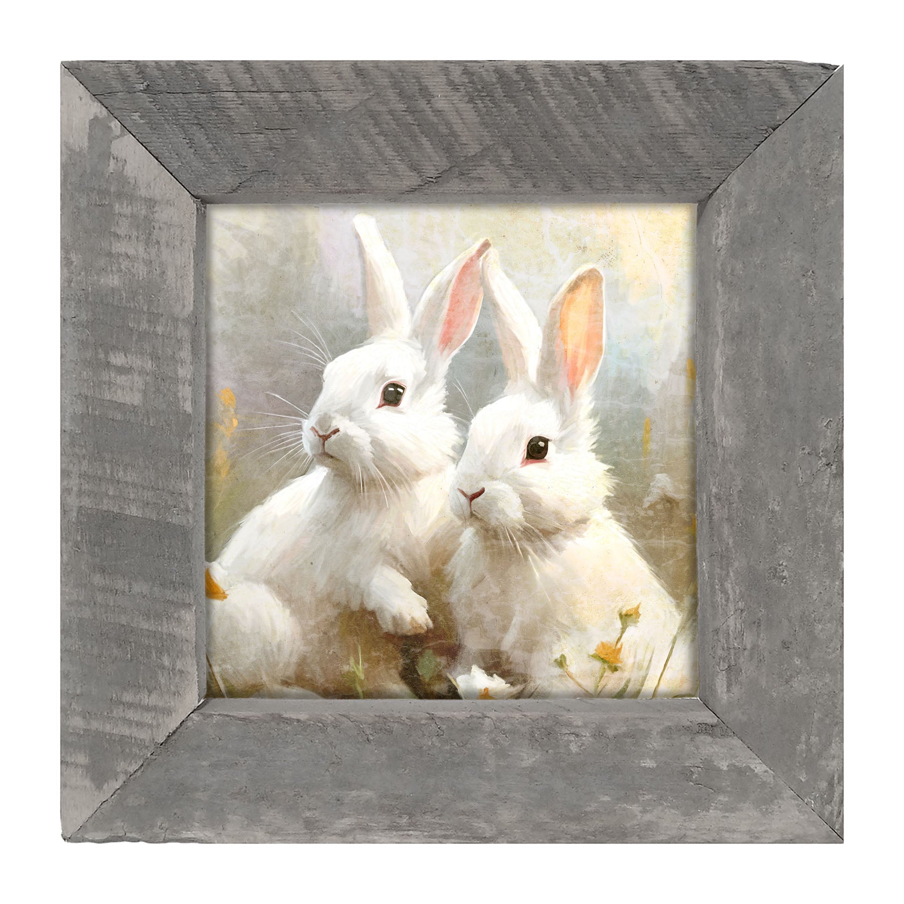 Bunnies in a meadow - Framed art