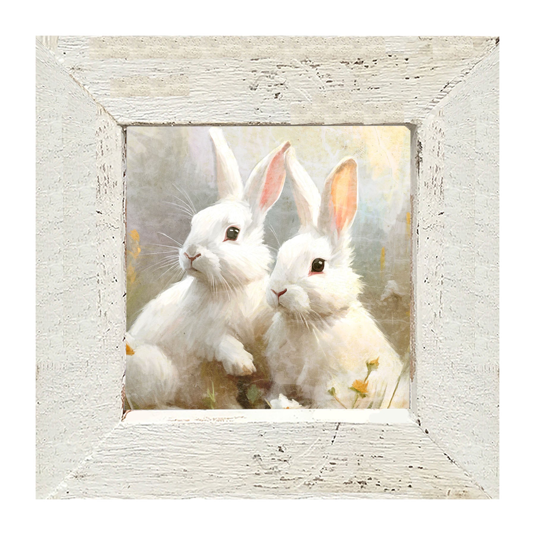 Bunnies in a meadow - Framed art