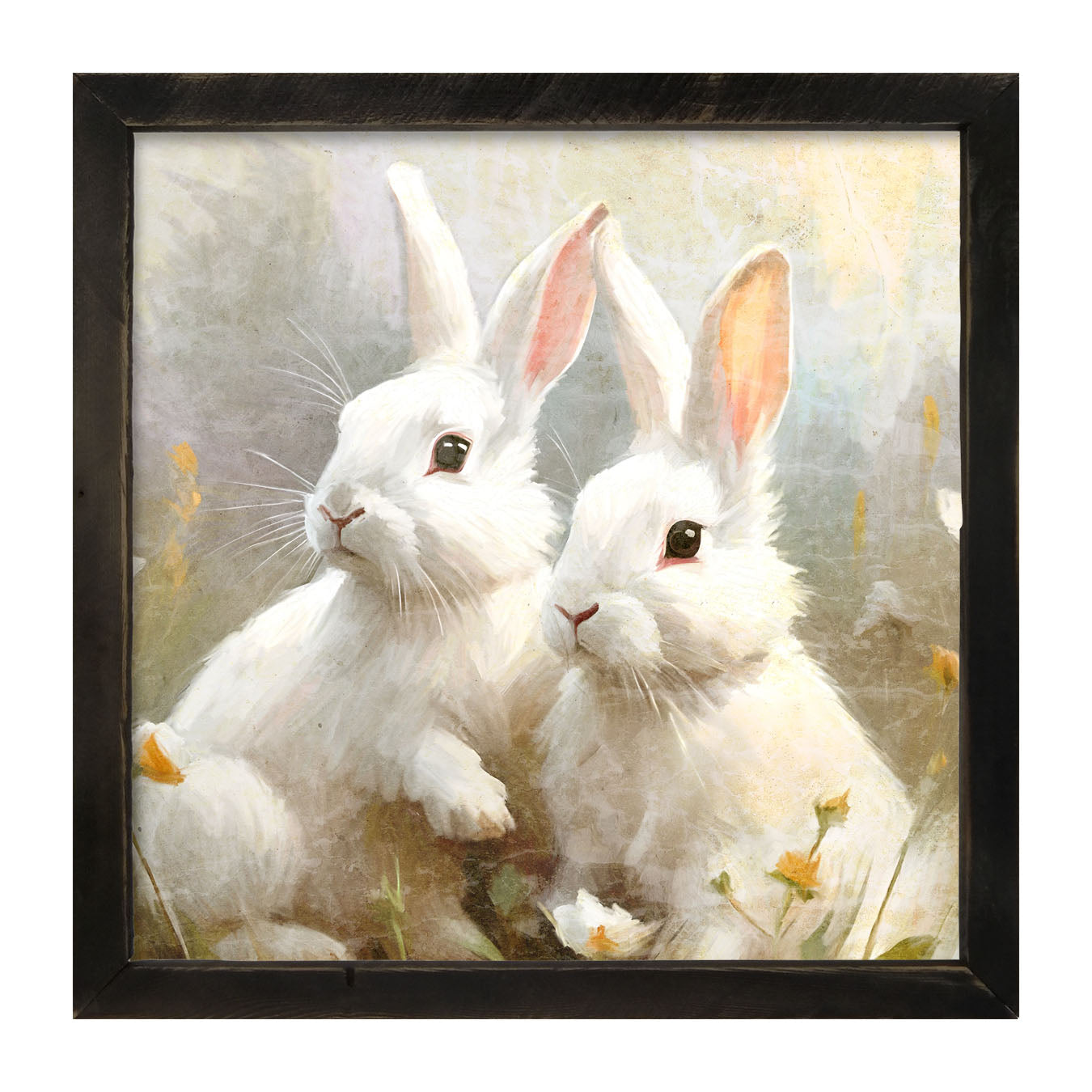 Bunnies in a meadow - Framed art