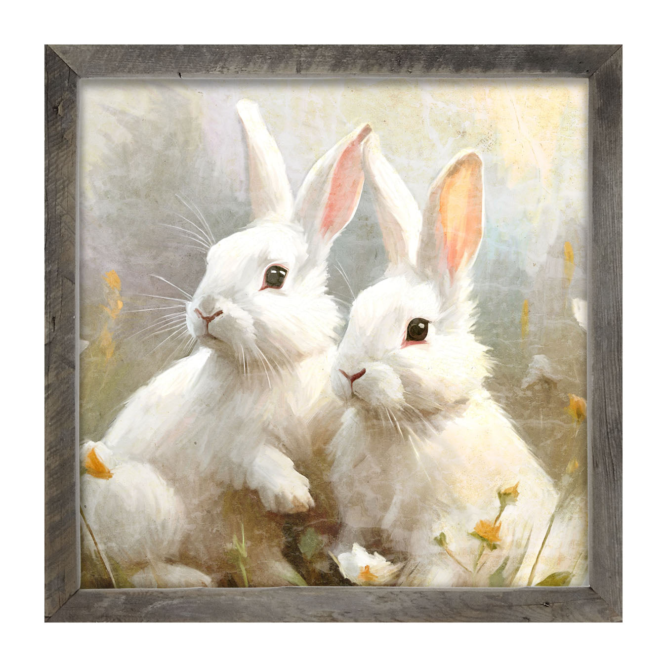 Bunnies in a meadow - Framed art