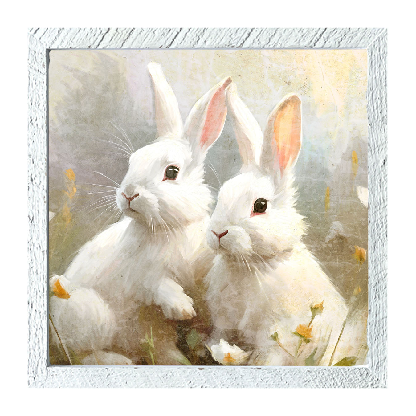 Bunnies in a meadow - Framed art