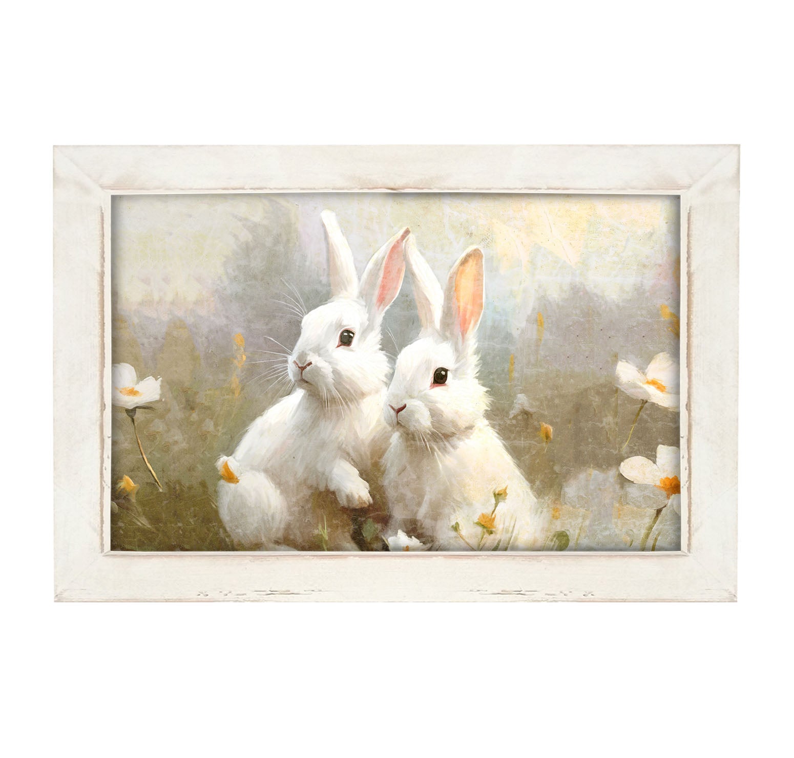 Bunnies in a meadow - Framed art