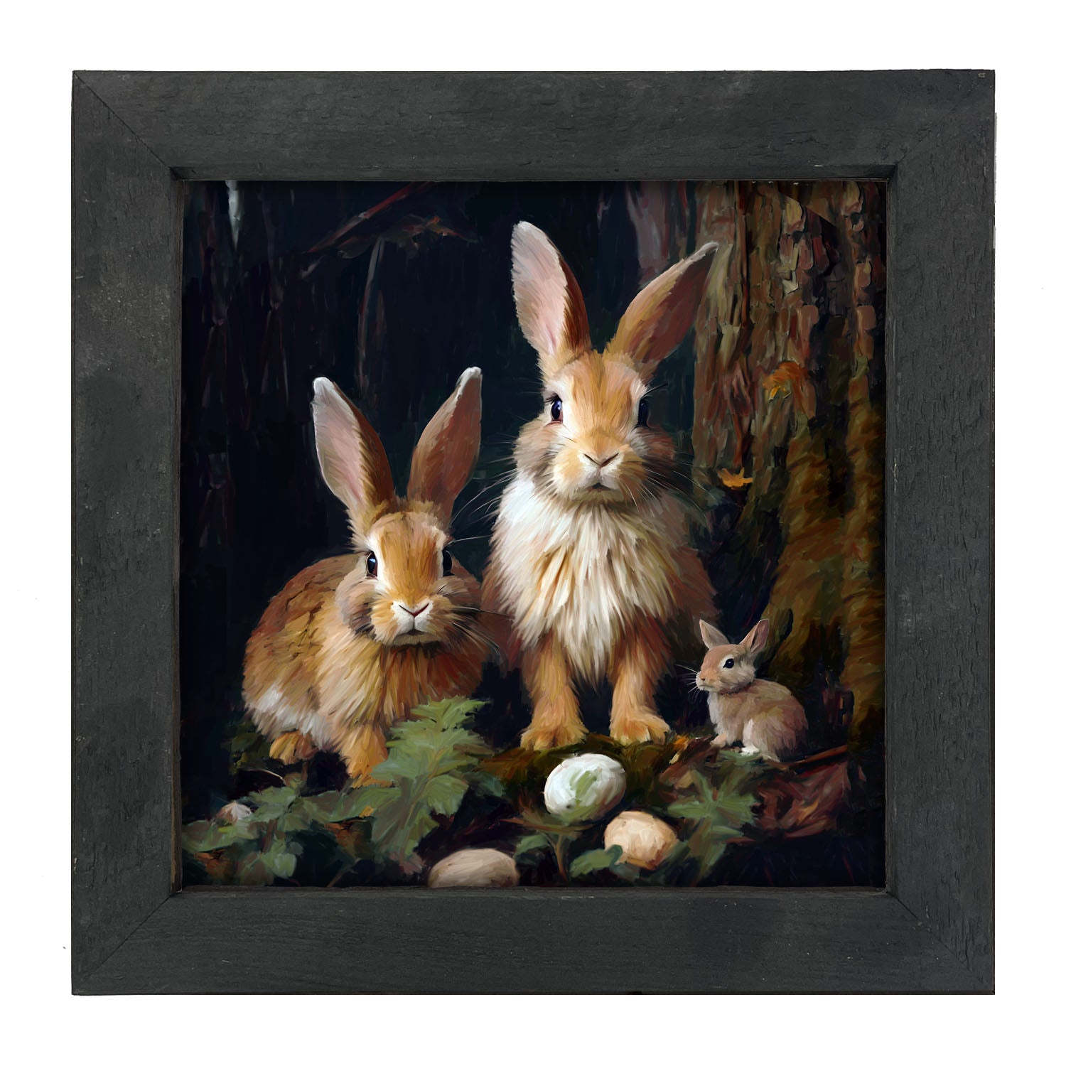 Bunnies with Eggs - Framed art