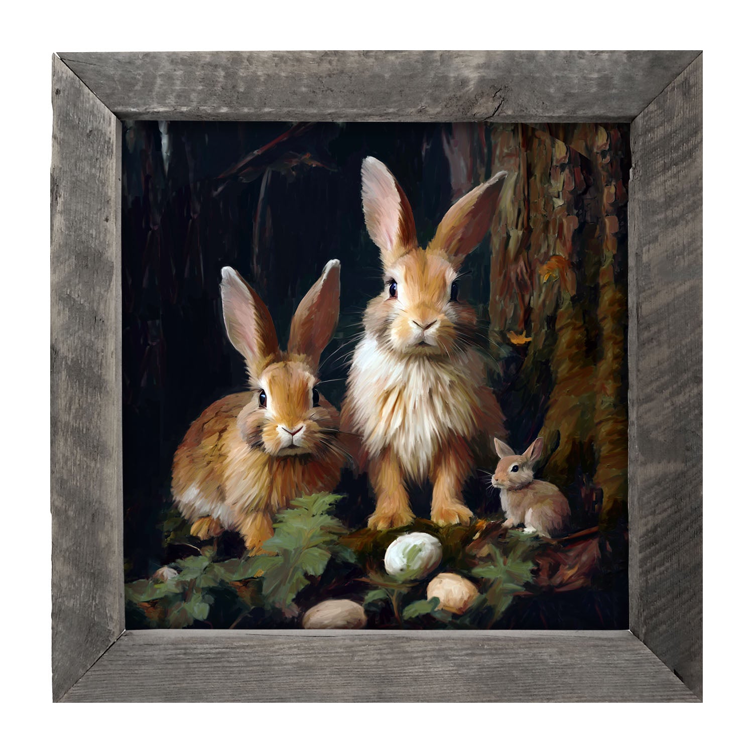 Bunnies with Eggs - Framed art