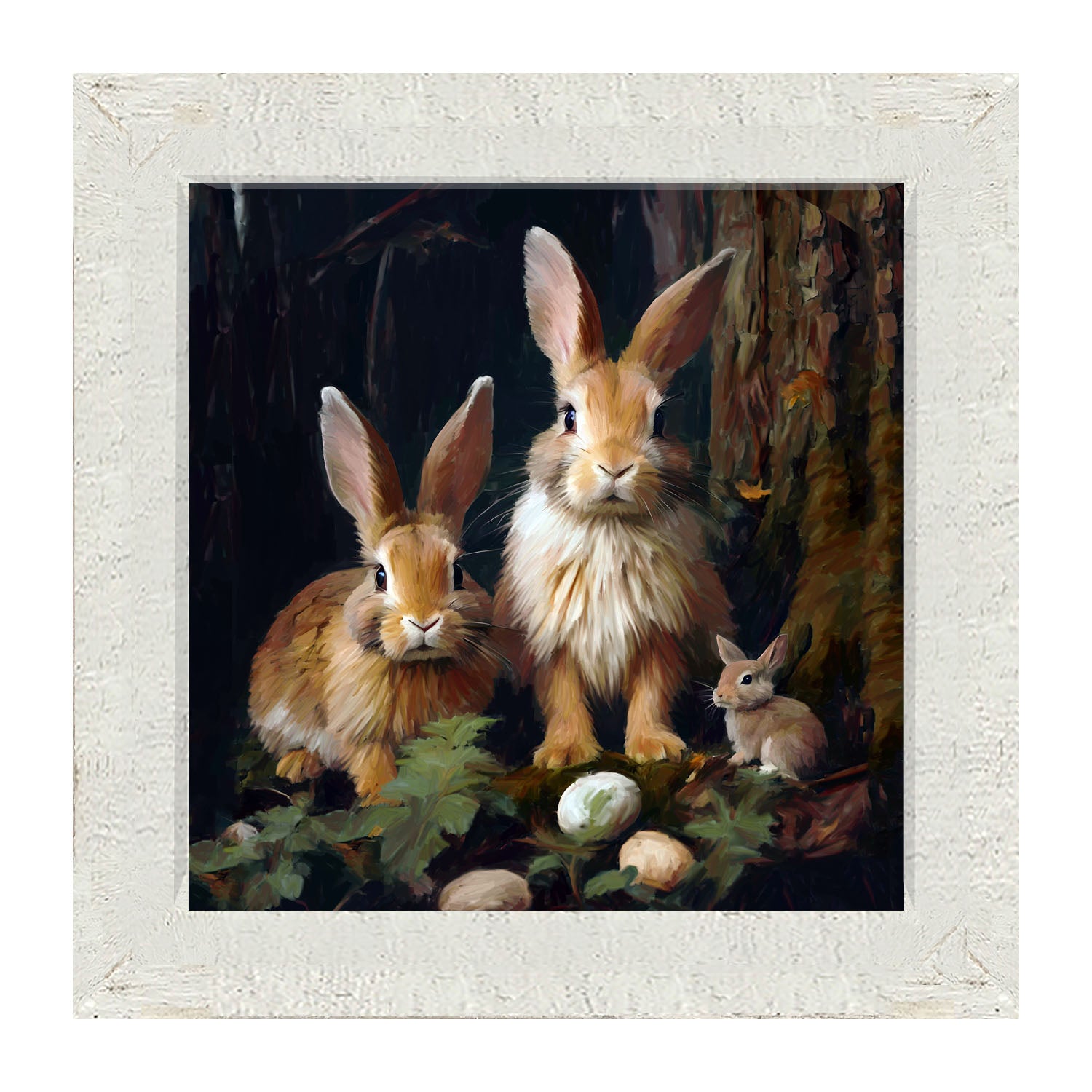 Bunnies with Eggs - Framed art