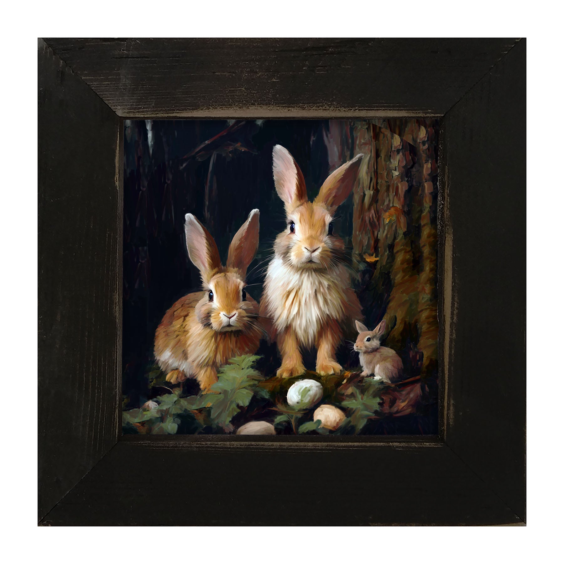 Bunnies with Eggs - Framed art