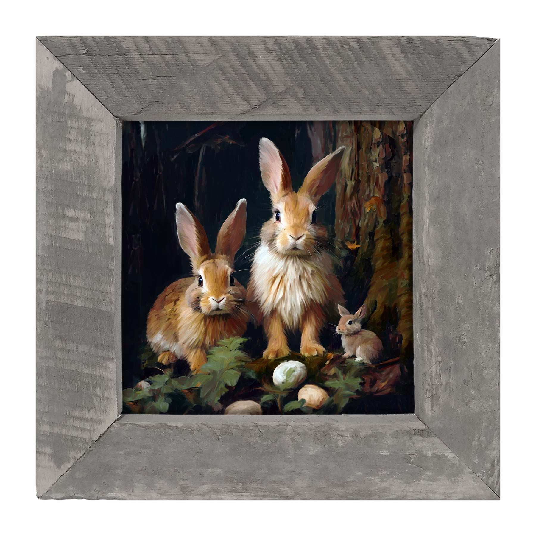 Bunnies with Eggs - Framed art