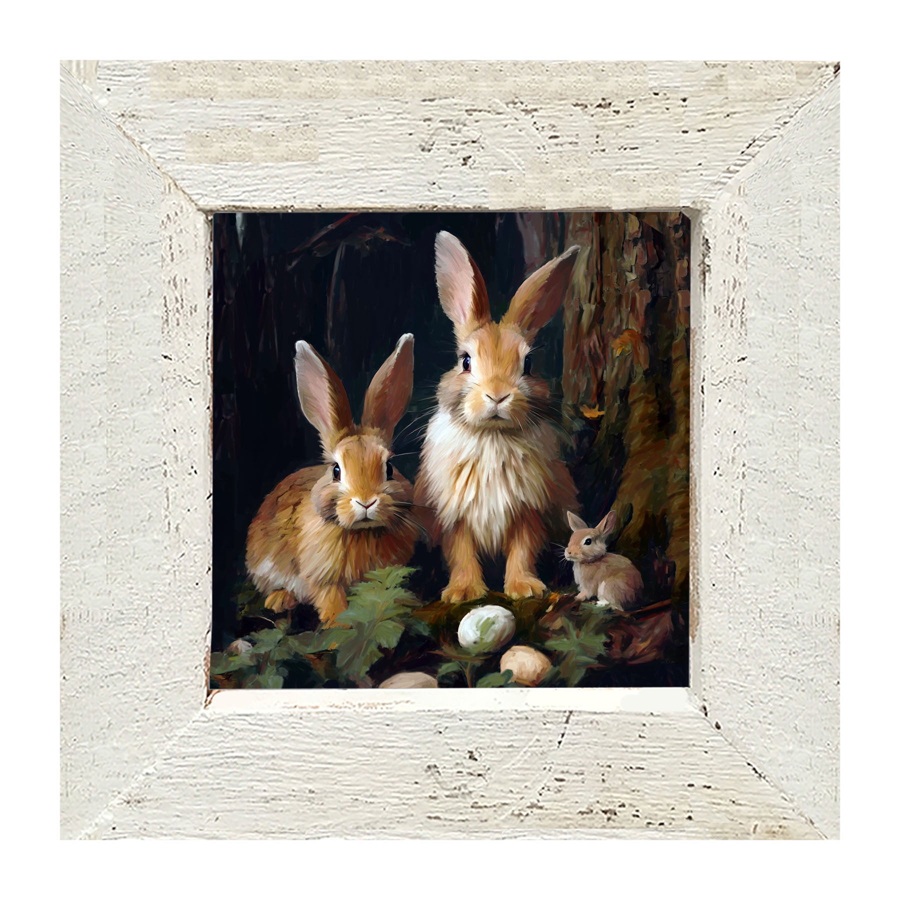 Bunnies with Eggs - Framed art